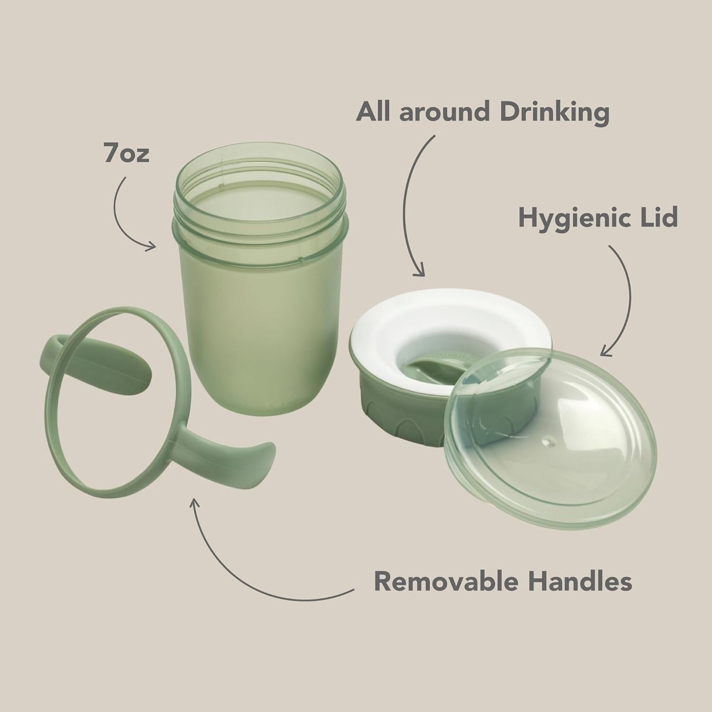 Nouka All around Cup | Leak Proof and Easy Grip | Removable Handles | Wave
