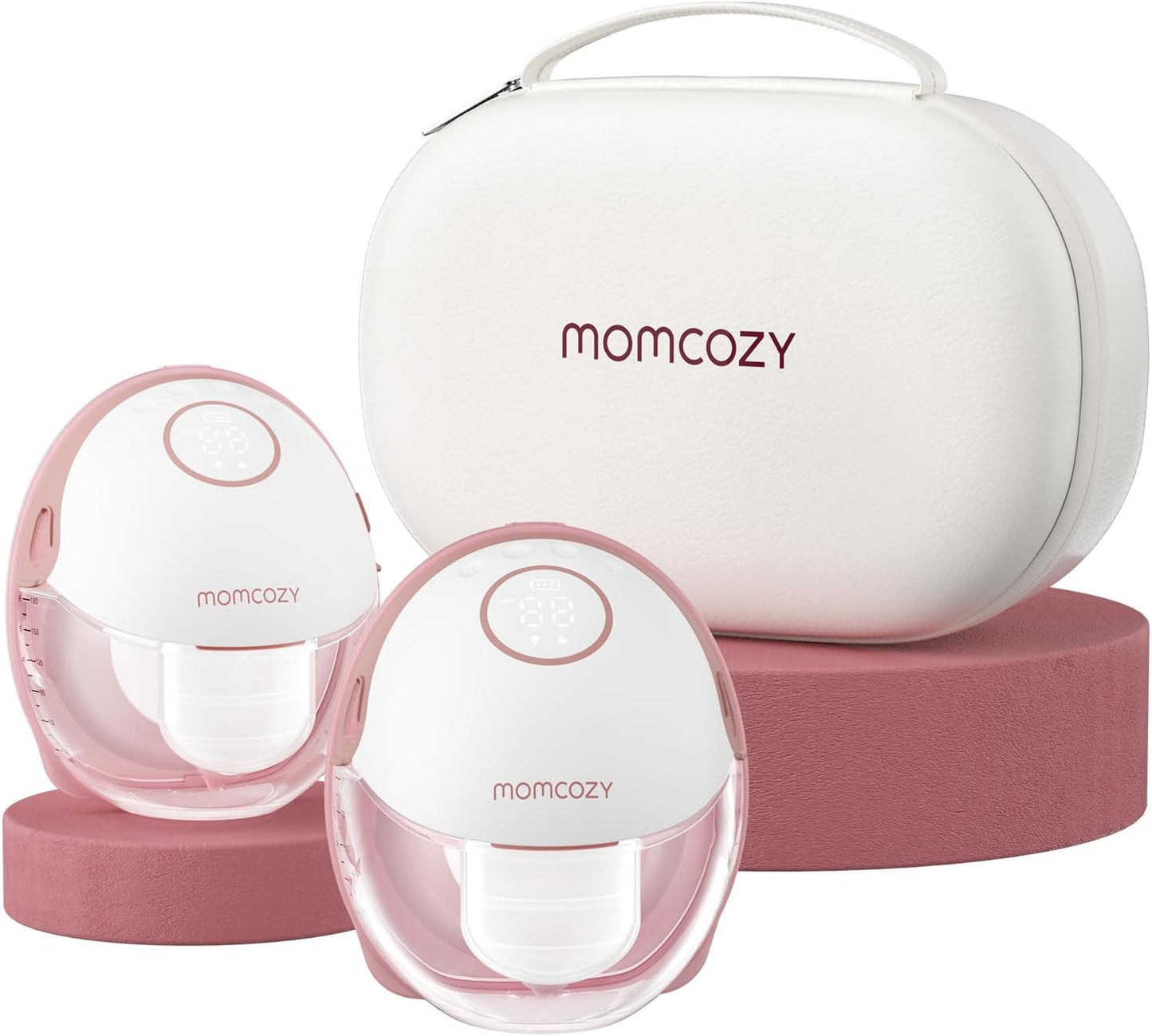 Breast Pump Hands Free Mobile Style | M6, Wearable Breastfeeding Pump Ideal Rhythm for More Milk, Doublefit Flange More Fit & Discreet with 3 Modes & 9 Levels, 24Mm (Cozy Red, 2 Count)