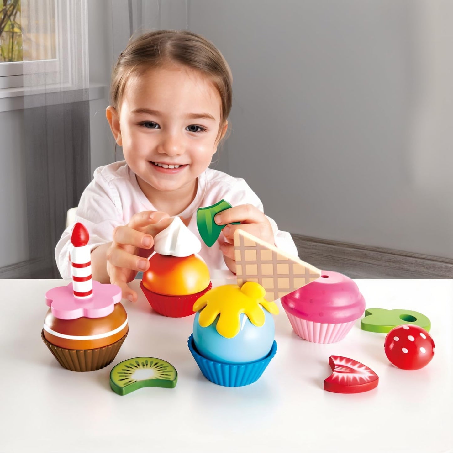 Cupcakes | Colorful Wooden Cupcakes, Children’S Pretend Play Food Kitchen Toy