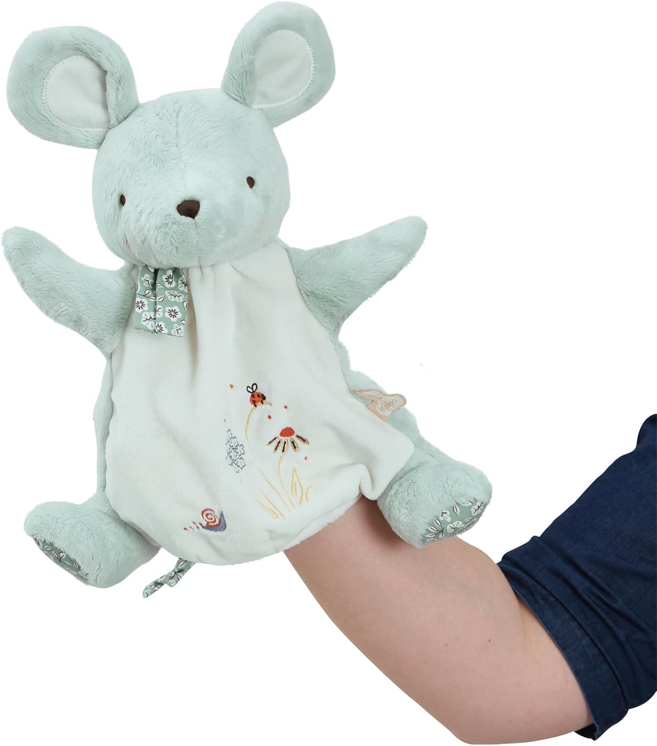 - Hand Puppet Mouse Doudou for Kids and Babies - Soft Polyester and Micro-Velvet Comforter Plush - Early Development Toy - from Birth - K210003.