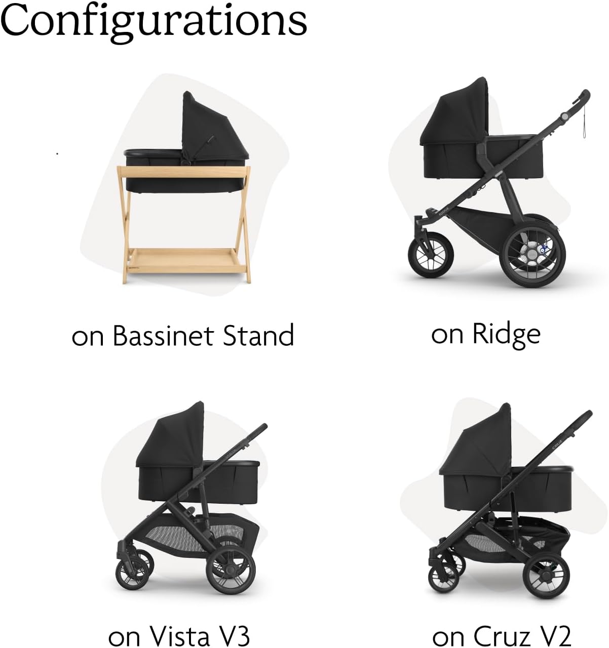 Bassinet V3 - Compatible with Vista, Cruz, Ridge Strollers - Overnight Sleep Solution - Mattress, Sheet and Bug Shield Included - Jake (Charcoal/Carbon Frame)