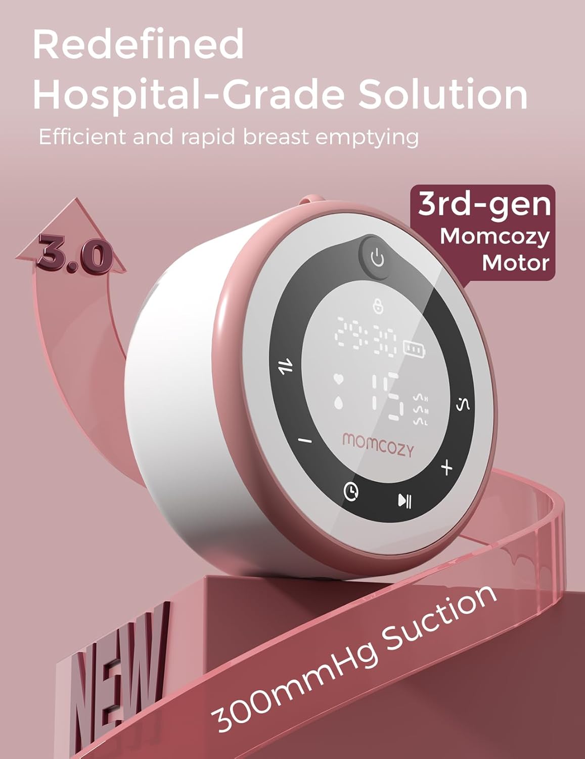 Breast Pump V1 Pro Hospital-Grade, Hands-Free & Portable Wearable Pump, Upgraded Electric Pump with 3 Fine-Tuned Rhythms|15 Levels, Come with Leak-Proof