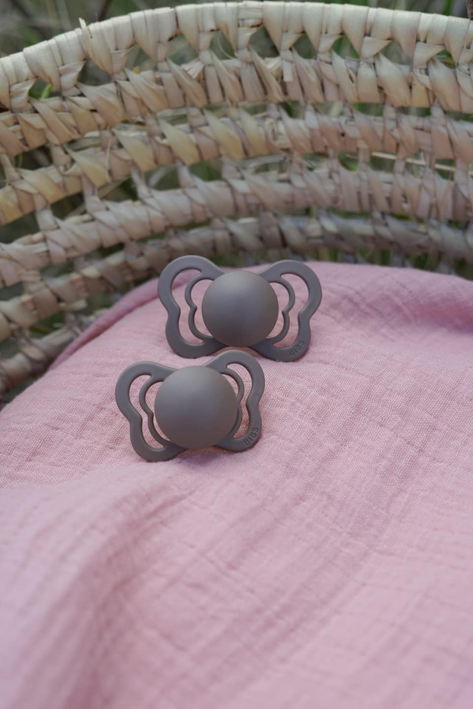 Pacifiers - Couture Collection | Bpa-Free Baby Pacifier | Made in Denmark | Set of 2 Vanilla/Dark Oak Color Premium Soothers | Size 0-6 Months