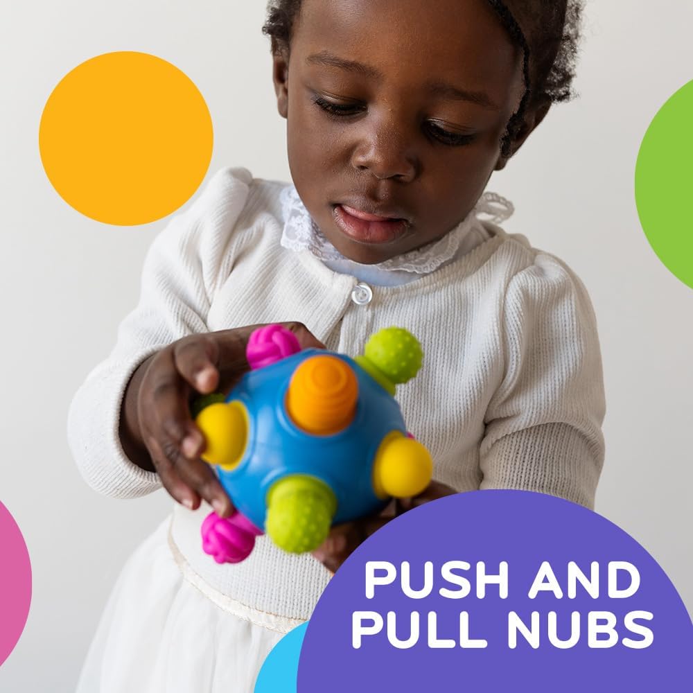 Mobi Woblii Sensory Ball - Sensory Activities for Toddlers and Kids, Bpa-Free and Food Grade Silicone Teething Toy, Montessori Learning Games - for 3 Month Old and Up