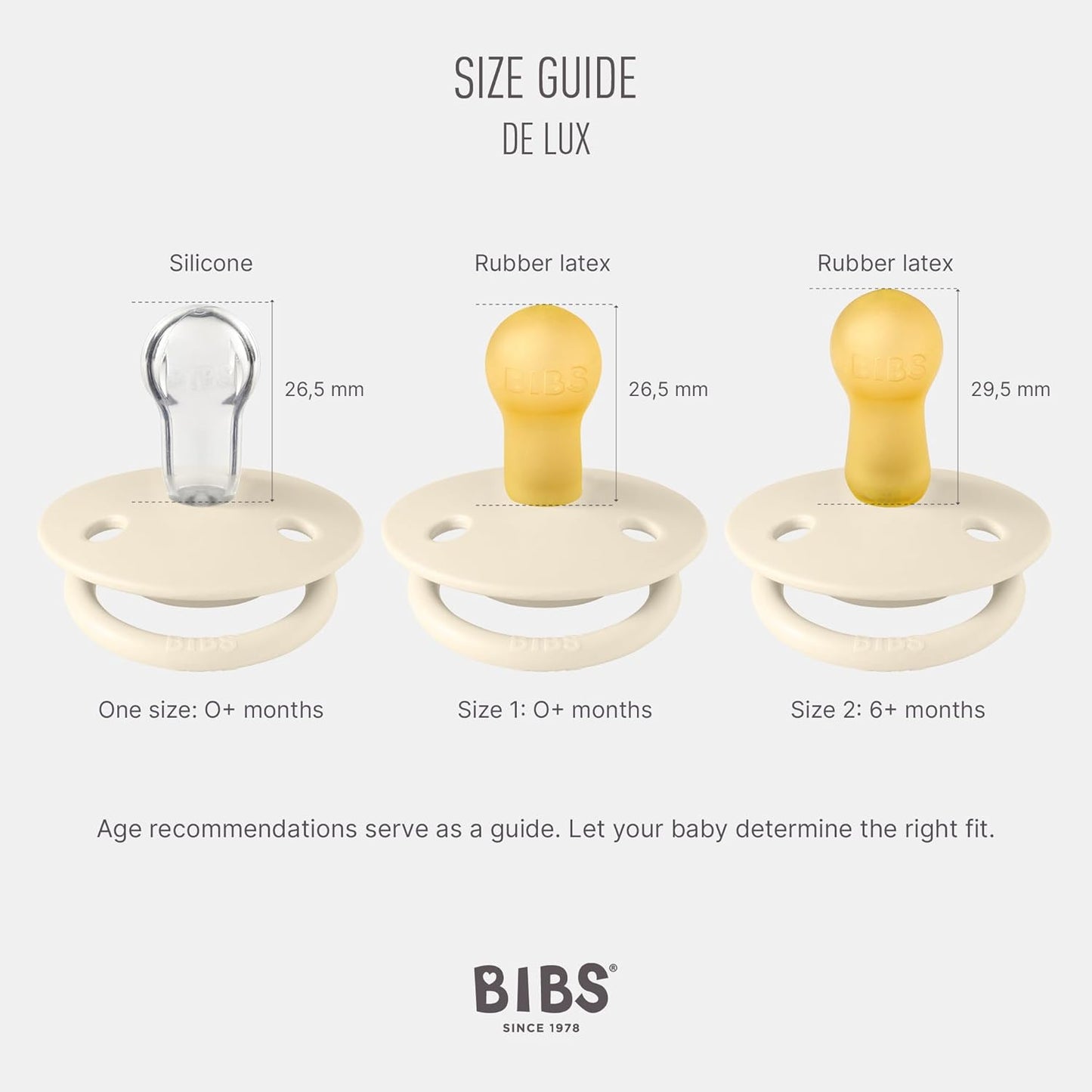 De Lux Baby Pacifier 2-Pack | Made in Denmark | BPA Free Dummy Soother, round Nipple. Silicone, Onesize (0-36 Months), Iron/Baby Blue