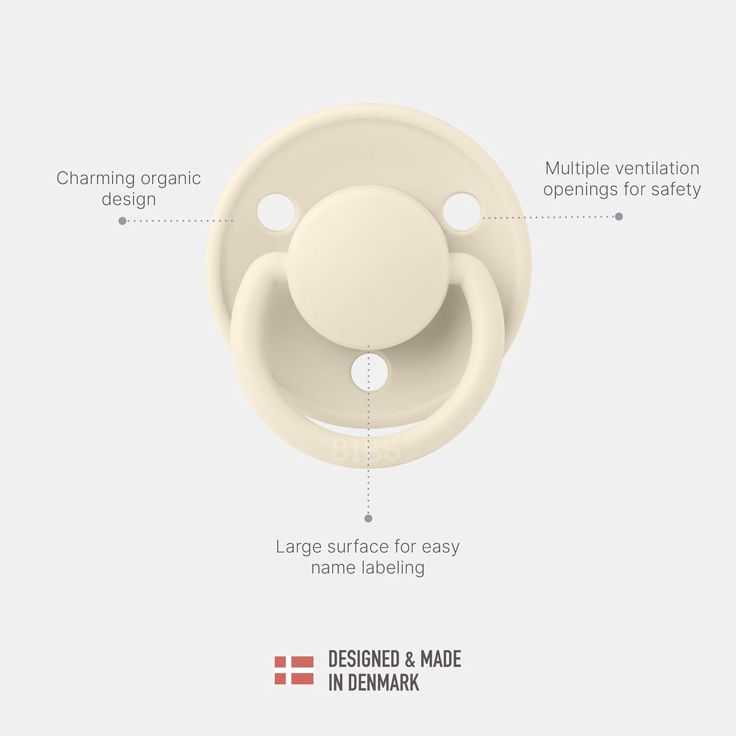 De Lux Baby Pacifier 2-Pack | Made in Denmark | BPA Free Dummy Soother, round Nipple. Silicone, Onesize (0-36 Months), Iron/Baby Blue
