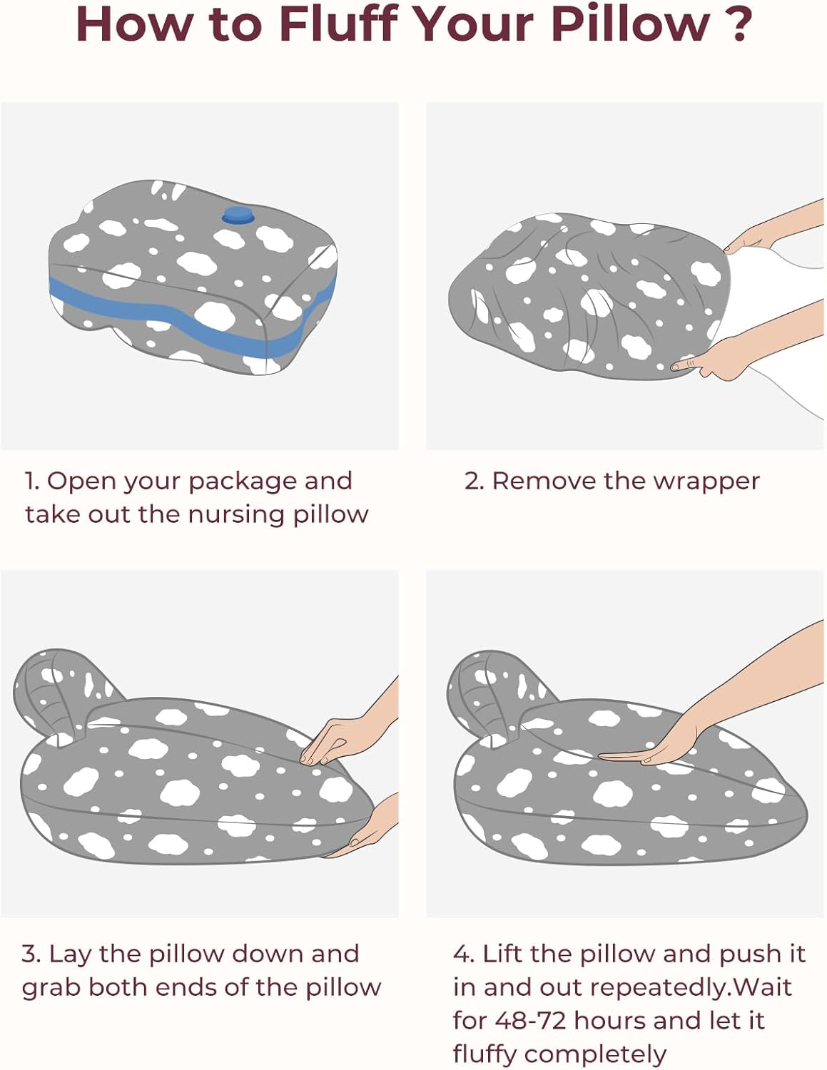 Nursing Pillow for Breastfeeding, Original plus Size Breastfeeding Pillows for More Support for Mom and Baby, with Adjustable Waist Strap and Removable Cotton Cover, Grey