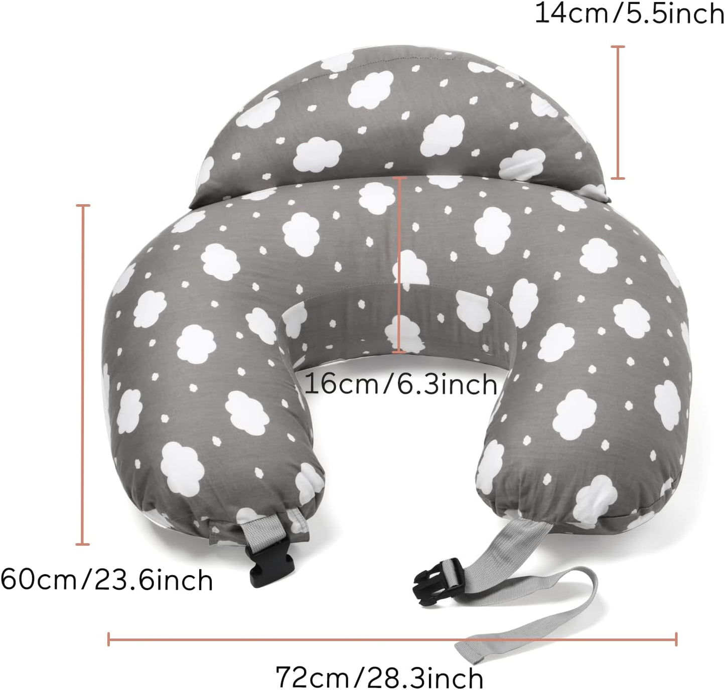 Nursing Pillow for Breastfeeding, Original plus Size Breastfeeding Pillows for More Support for Mom and Baby, with Adjustable Waist Strap and Removable Cotton Cover, Grey