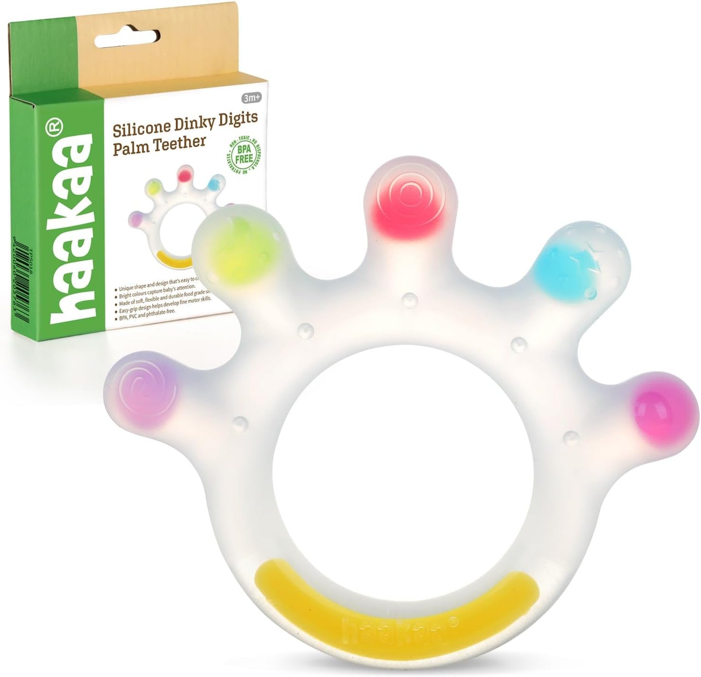 Dinky Digits Palm Teether, Baby Teething Toys, Food Grade Silicone Teethers for Babies 0-6 Months/6-12 Months, BPA Free Teething Relief Baby Chew Toys