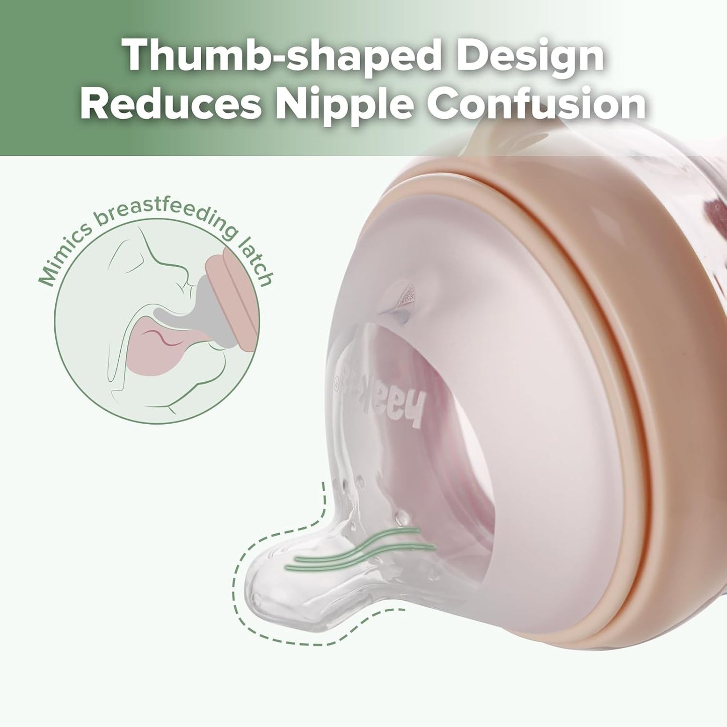 Gen.3 Natural Glass Baby Bottle -Wide Neck Anti-Colic Variable Flow Nipple - 6M+ Breastfed Babies Newborn Registry Essentials,Bpa-Free, 6 Oz/180 Ml, Peach