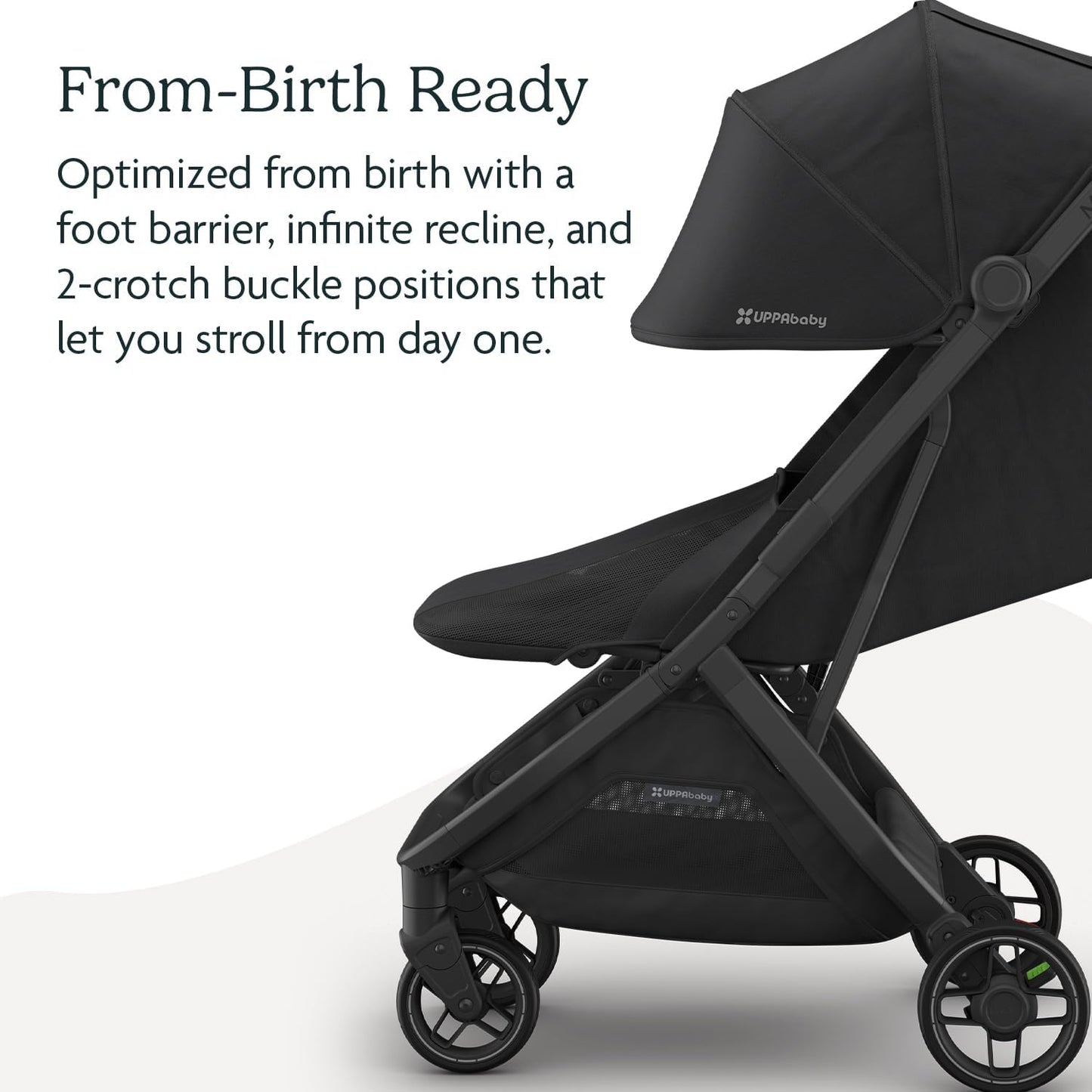 Minu V3 Travel Stroller | Lightweight + Compact Design | One-Hand Fold + Unfold | from Birth + Overhead Compatible | Jake (Charcoal/Carbon Frame/Black Leather)