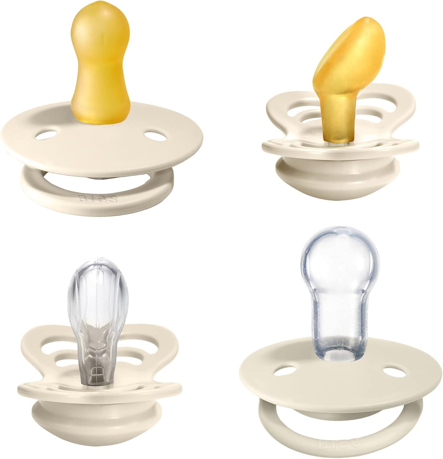 Pacifiers Try-It Collection | Includes Colour, De Lux, Couture and Supreme Pacifiers | Bpa-Free Natural Rubber & Silicone | Made in Denmark | Ivory | 0 to 6 Months