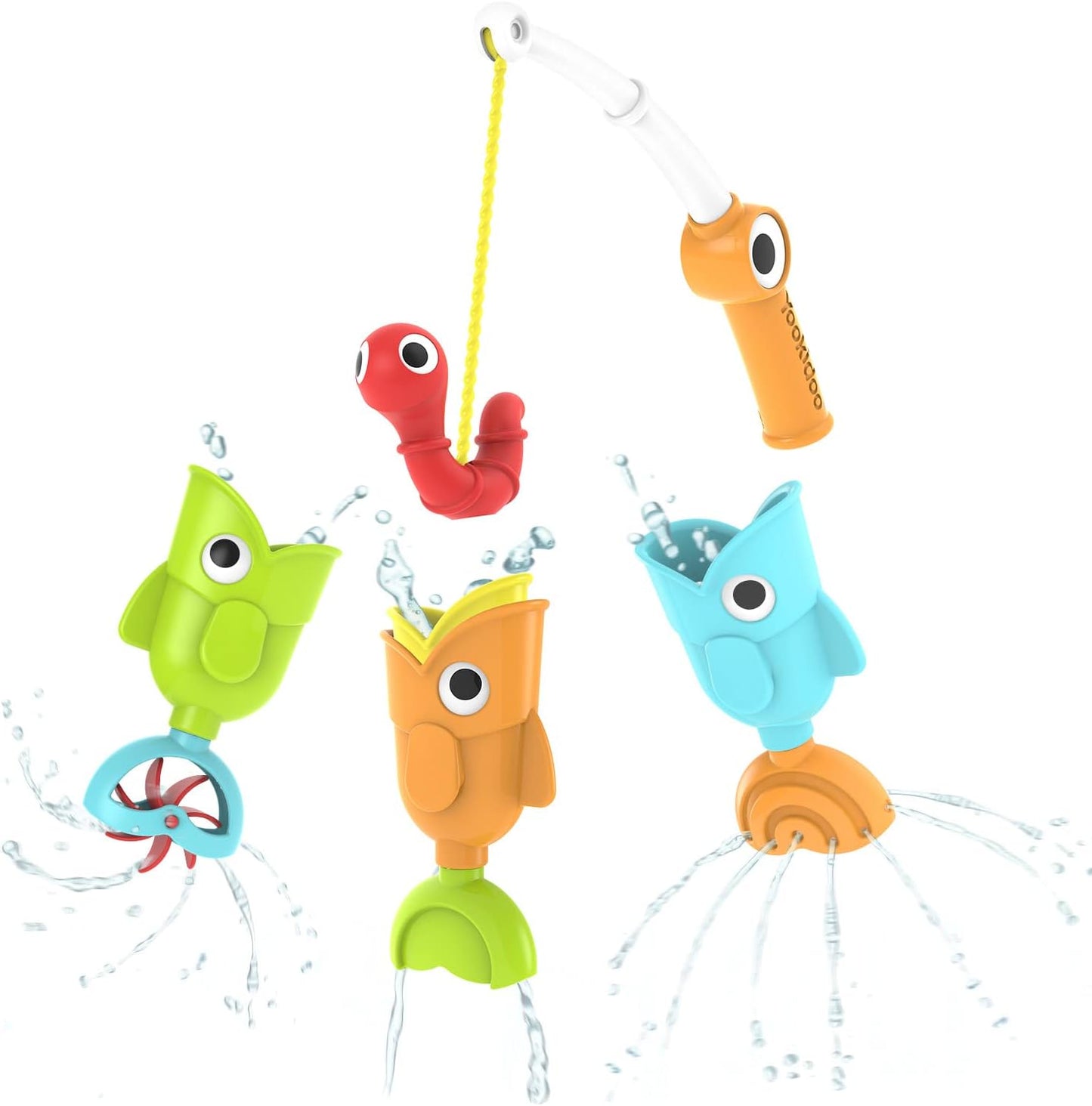 Fishing Bath Toy - 4-Piece Set with 3 Magnetic Fish, Each Offering Unique Actions - Perfect for Swimming Pool or Bathtub Fun for Ages 2+ ( Close Box)