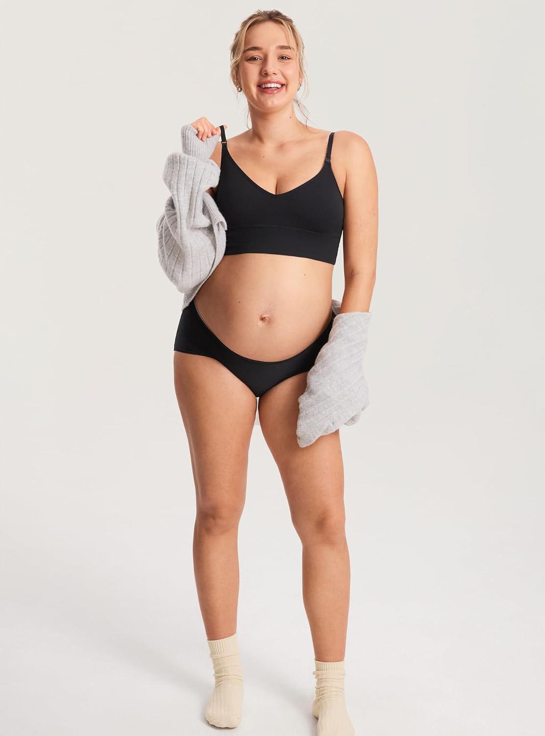 Ribbed Nursing Bras Women'S Longline Sleep Breastfeeding Support Seamless Maternity Sports Bra V Neck Wireless