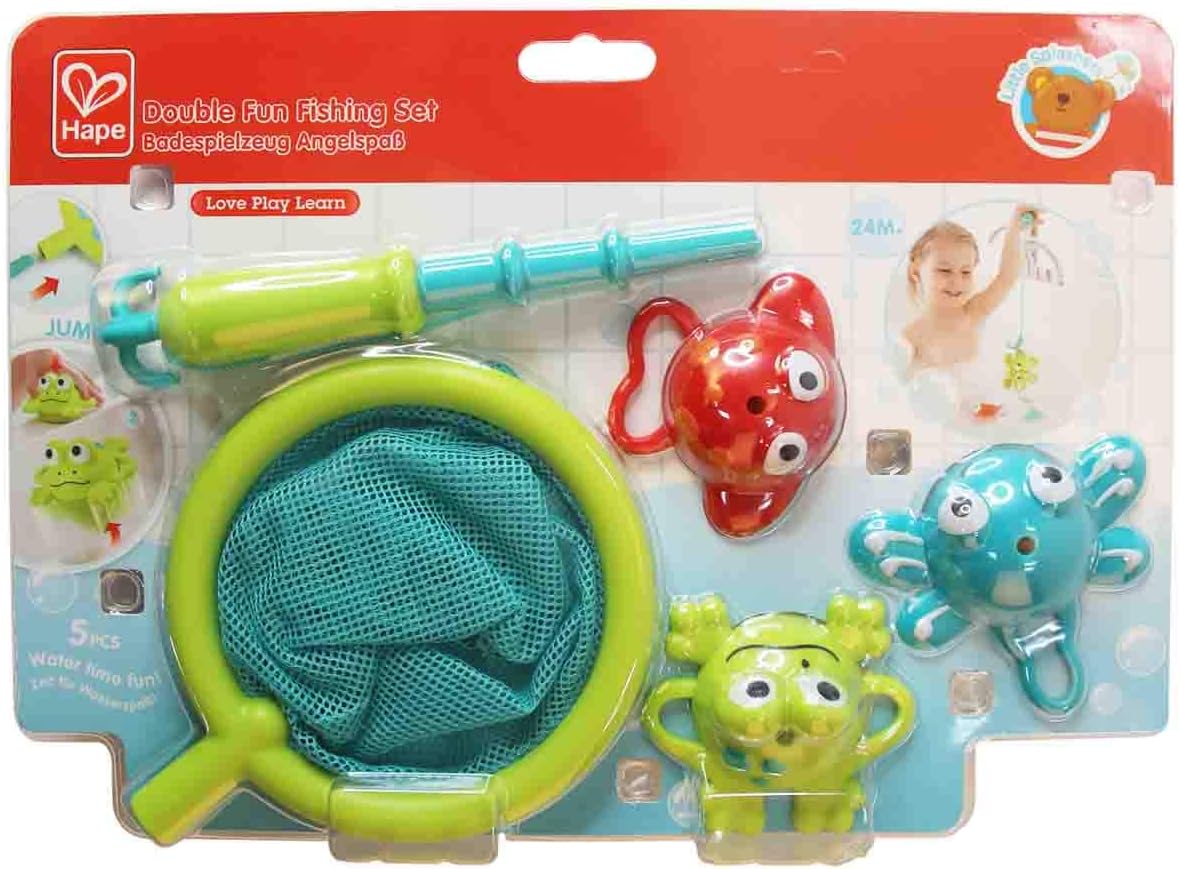 Double Fun Fishing Set | Jumping Sea Creatures with Net & Detachable Fishing Pole Handle