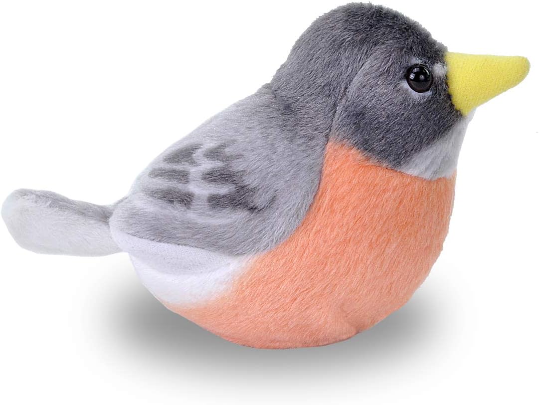18222 Audubon Birds American Robin Plush Authentic Bird Sound, Stuffed Animal, Bird Toys for Kids, American Robin