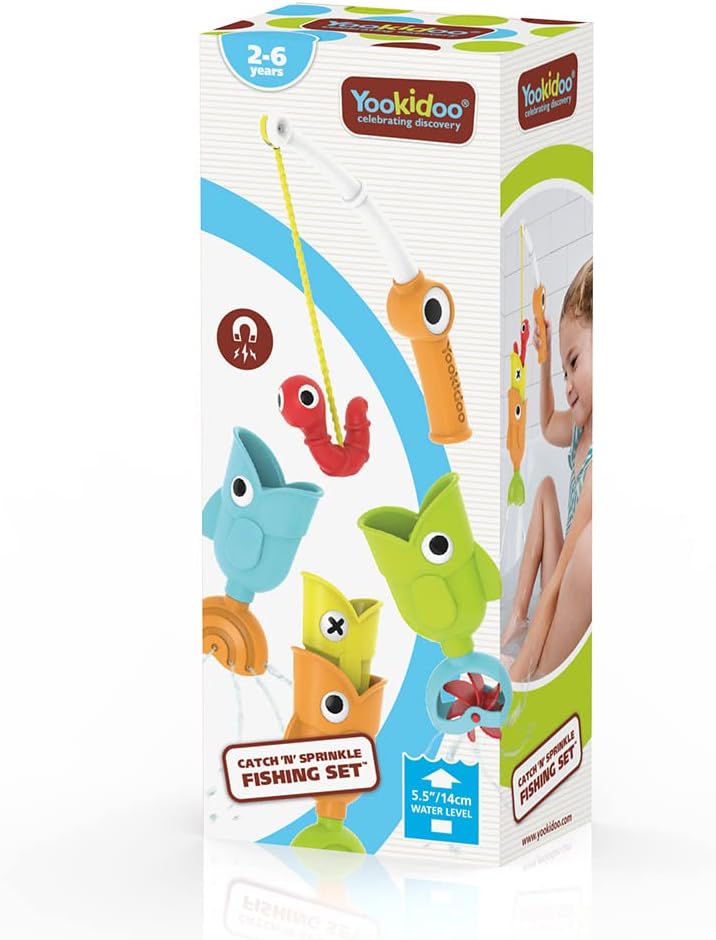 Fishing Bath Toy - 4-Piece Set with 3 Magnetic Fish, Each Offering Unique Actions - Perfect for Swimming Pool or Bathtub Fun for Ages 2+ ( Close Box)