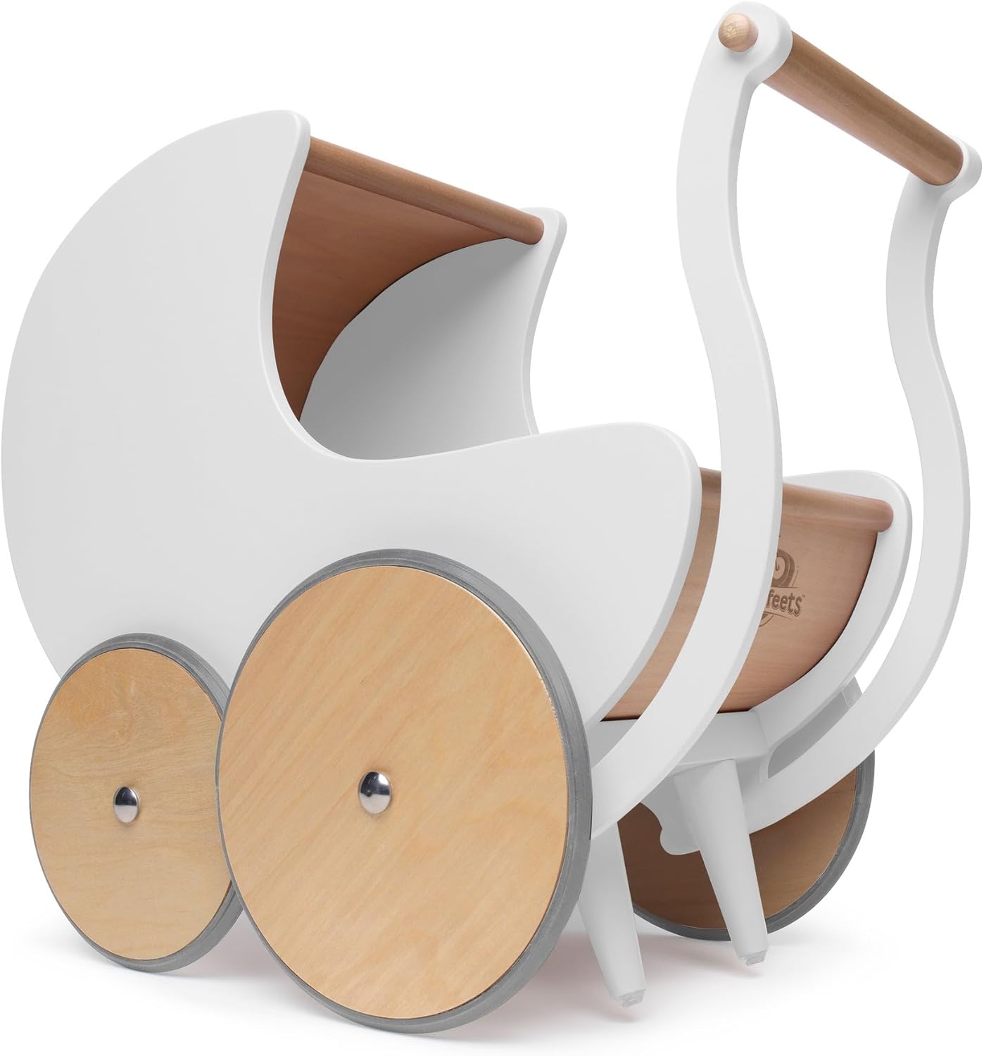 Pram Walker - Toy Stroller for Babies, Kids and Toddlers | Sustainable and Eco-Friendly | 2-In-1 Walker and Stroller Design | Storage Space for Stuffed Animals | 12 Months up (White)