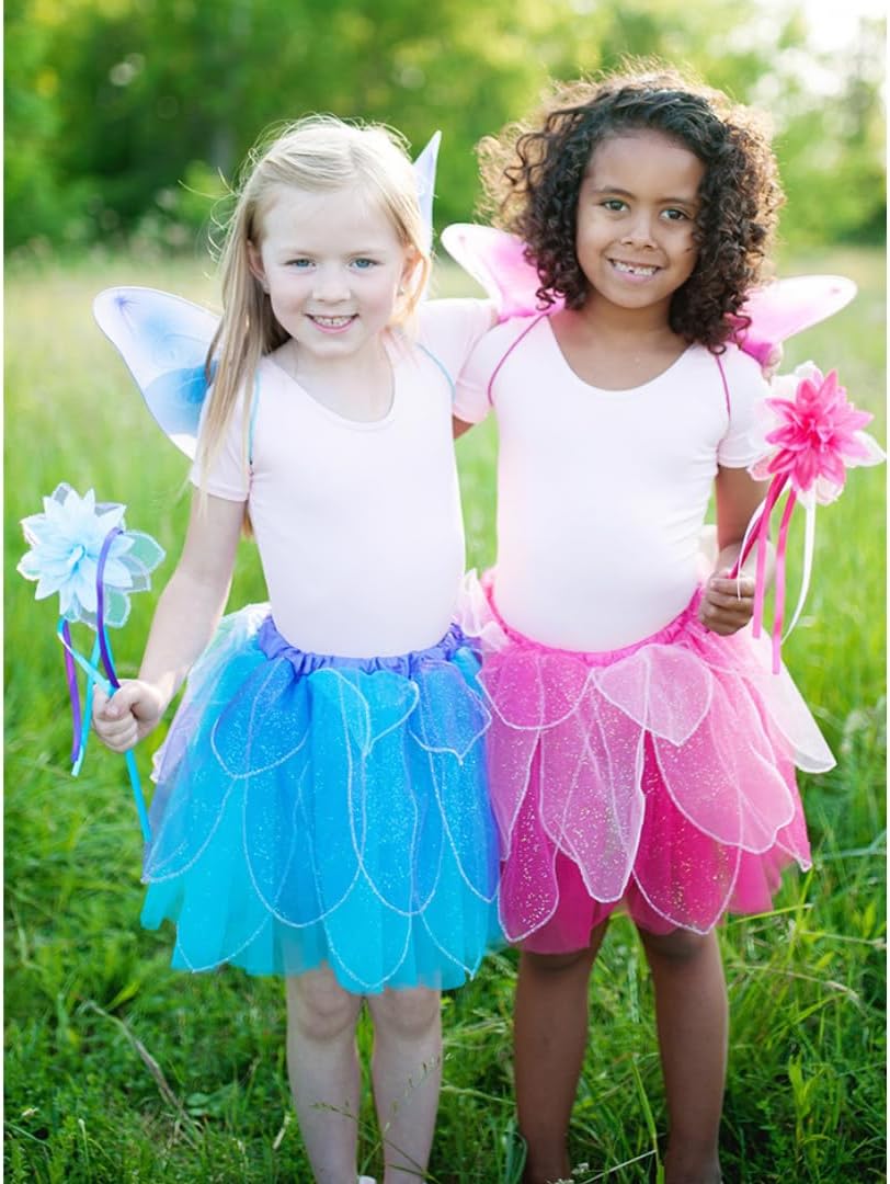 41325, Fancy Flutter Skirt with Wings & Wand, Pink, US Size 4-7