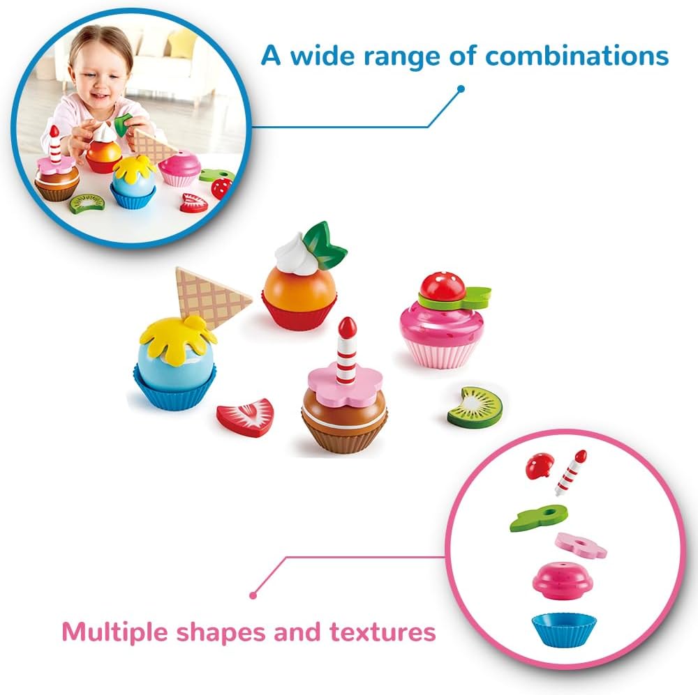 Cupcakes | Colorful Wooden Cupcakes, Children’S Pretend Play Food Kitchen Toy