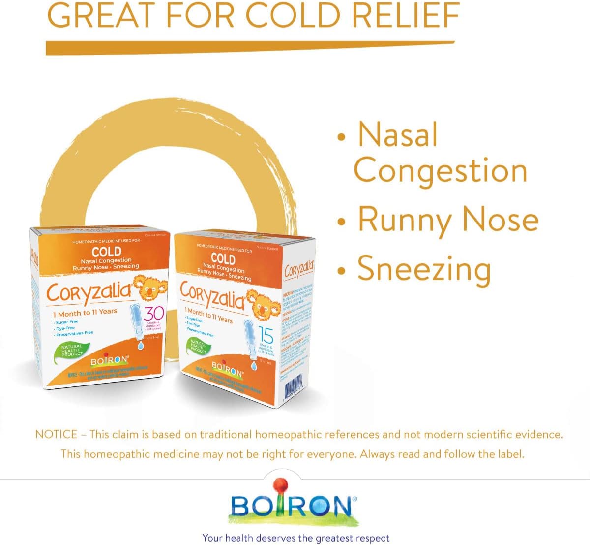Coryzalia, 30 Doses. Baby Cold Relief Drops for Sneezing, Runny Nose, and Nasal Congestion, Non-Drowsy, Sterile Single-Use Liquid Oral Doses, 30 Count (Pack of 1)