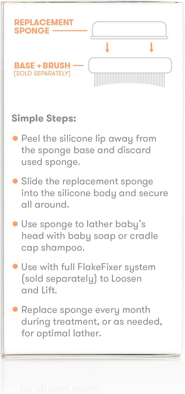 Fridababy Replacement Sponges for the 3-Step Cradle Cap System by Dermafrida the Flakefixer 2 Pack of Soft Sponges Work with the Flakefixer System(Sold Separately)