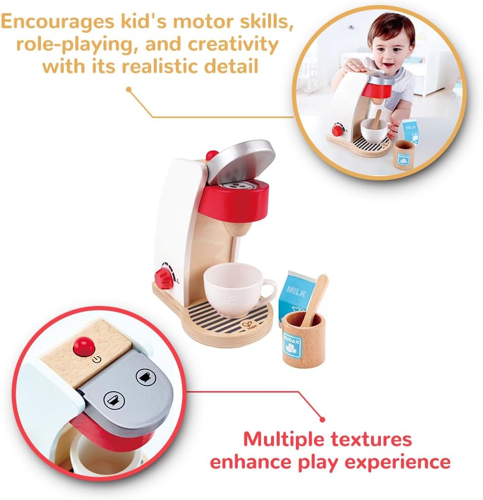 International International My Coffee Machine Wooden Play Kitchen Set with Accessories (White)