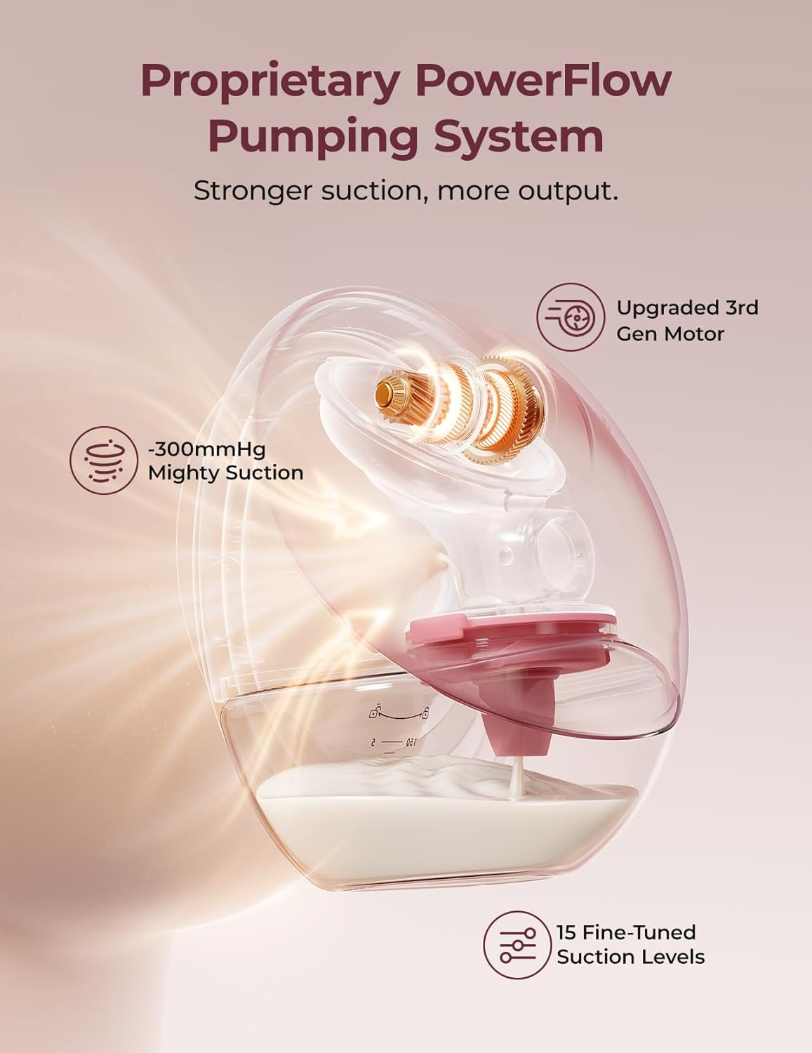 Breast Pump Hands Free Upgraded Mobile Flow | M9, App Discreet Control with Personalized Multi-Modes & 15 Levels, Wearable Breast Pump 24Mm (Cozy Red, 2 Count)