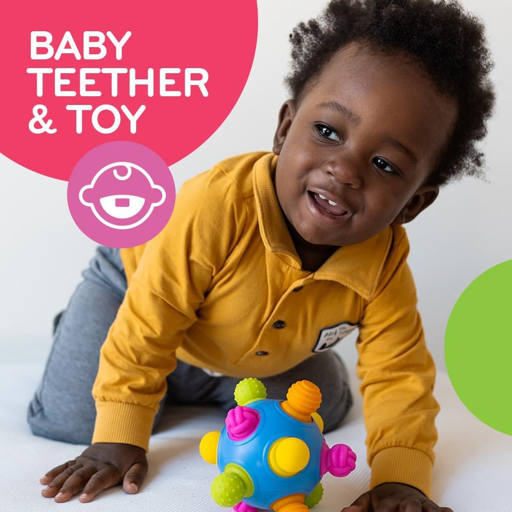 Mobi Woblii Sensory Ball - Sensory Activities for Toddlers and Kids, Bpa-Free and Food Grade Silicone Teething Toy, Montessori Learning Games - for 3 Month Old and Up