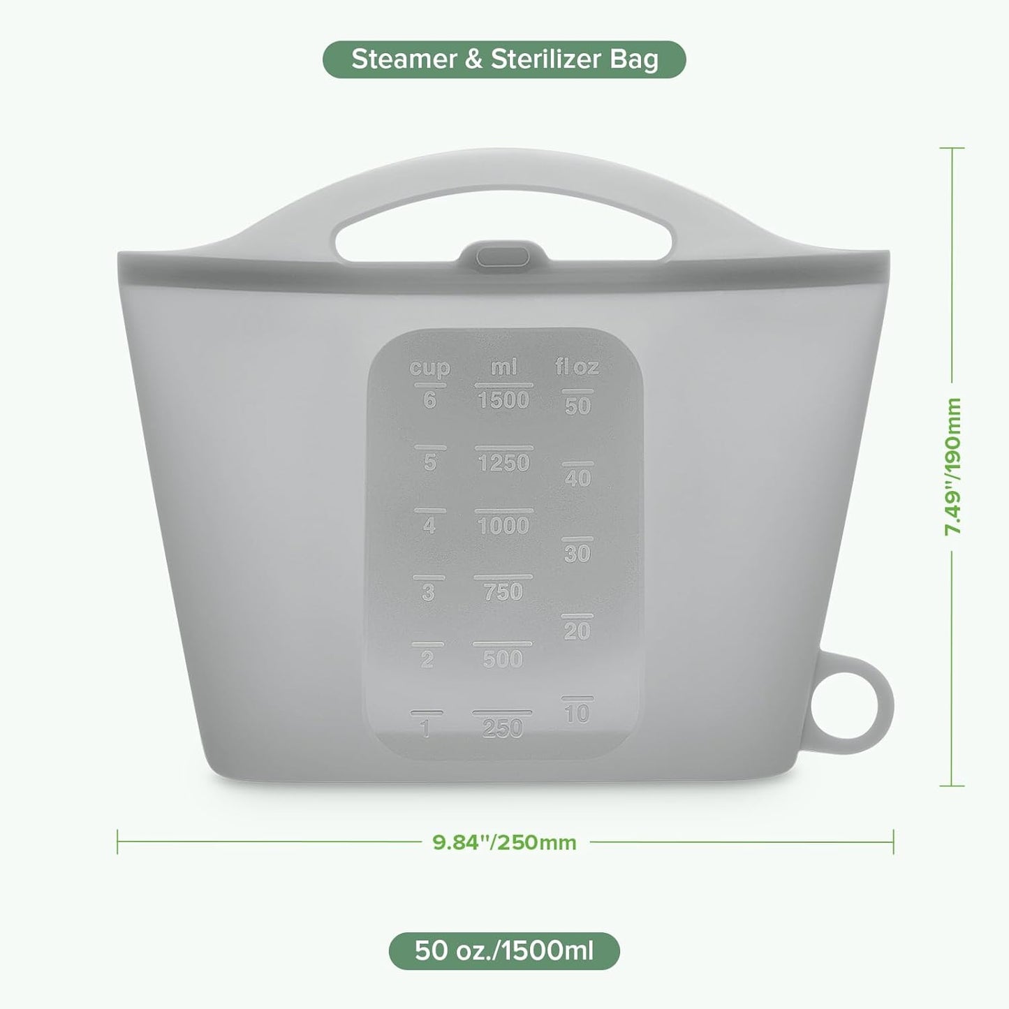 Silicone Microwave Steam Sterilizer Bags for Travel, Reusable Silicone Steaming Bags for Baby Bottles, Breast Pump, Accessories, Pacifiers and Teethers, Great for Home and On-The-Go, Grey (1PC)