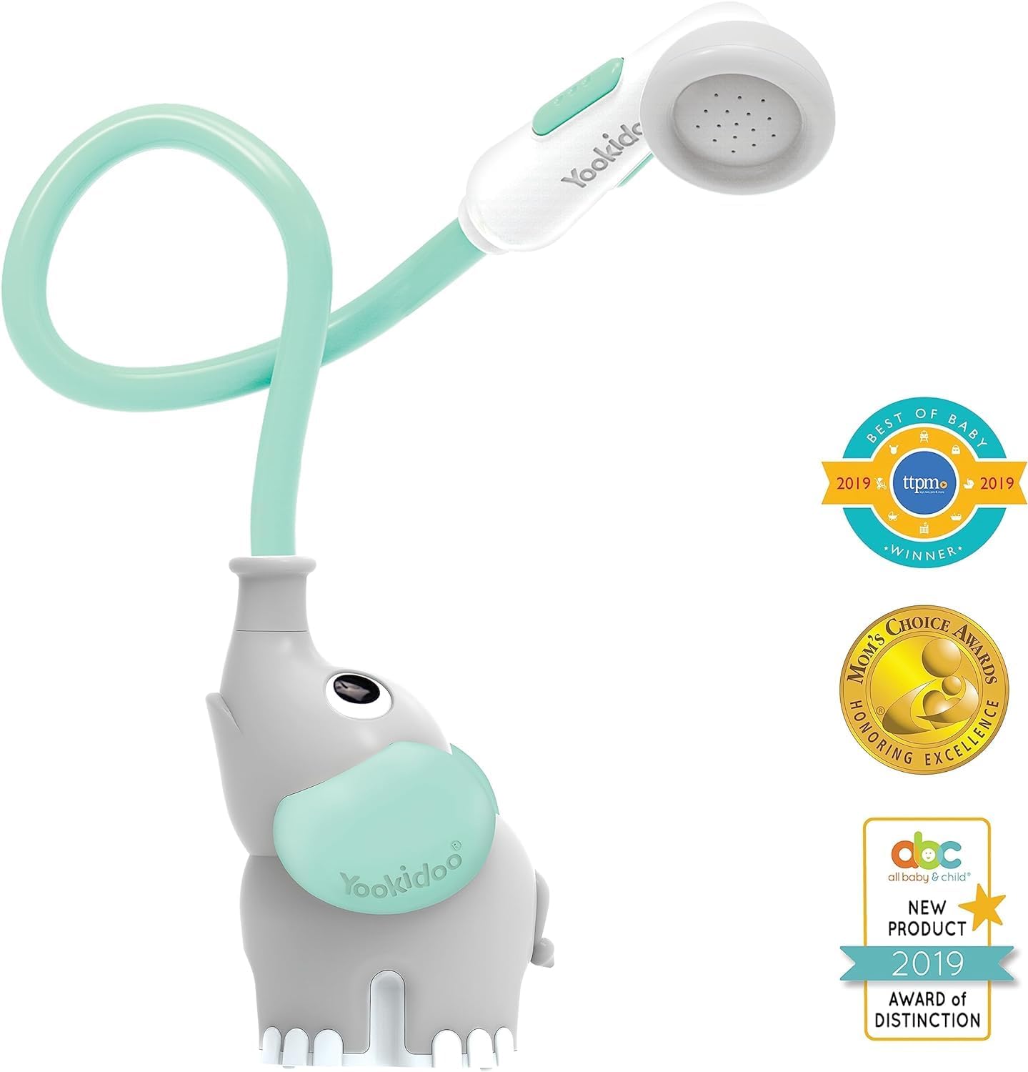 - Elephant Baby Bath Shower Head - Teal - Suitable for Newborns, Infants, and Toddlers - Can Be Used as a Bath Toy - Compact and Portable - from Birth – 40212