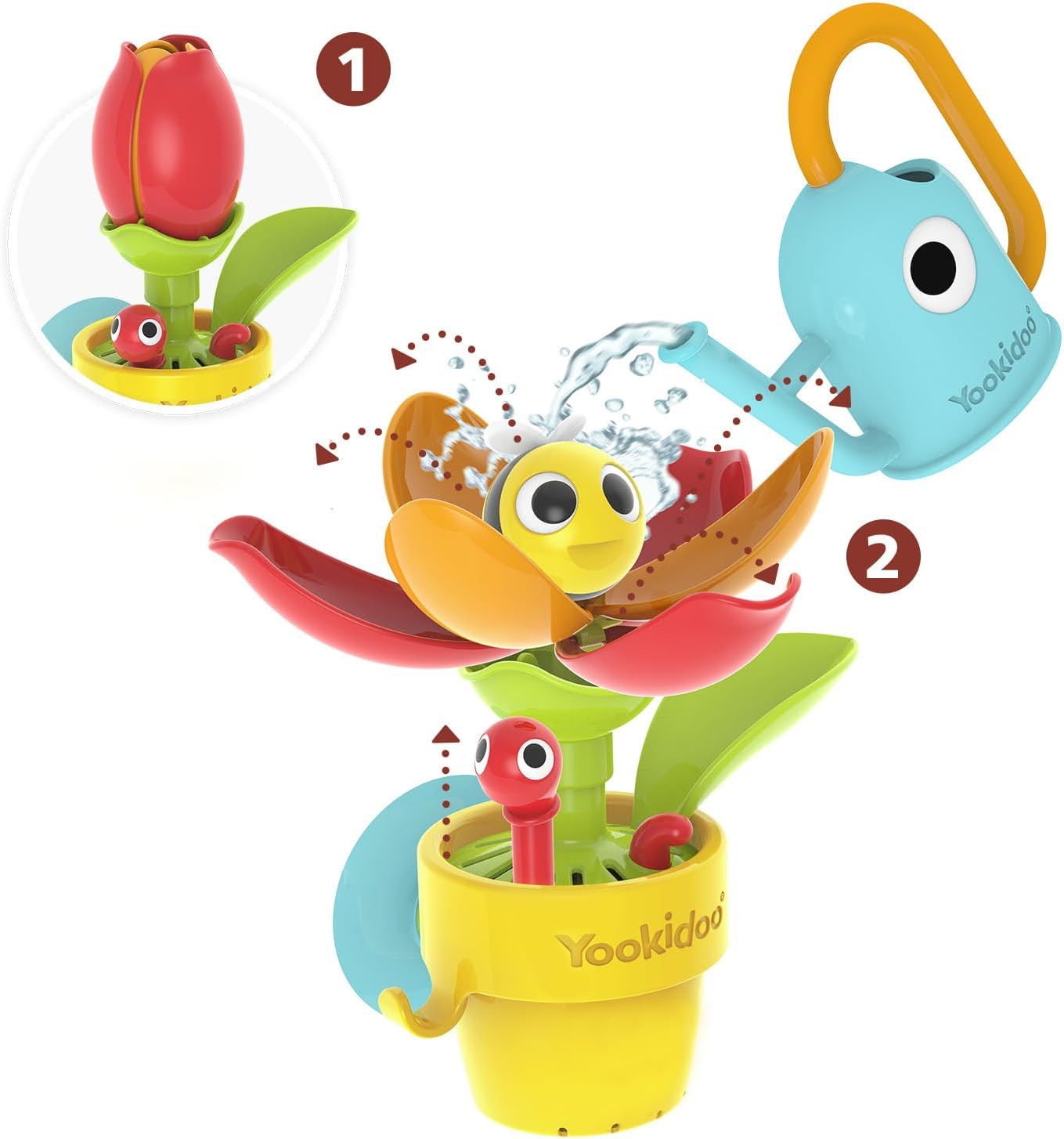 - Peek-A-Bee Flower Tub - Baby Bath Toy - Garden Theme - Flower Pot with Worm – Chain Reaction of Fun - PBA Free - Bath Time Play - from 18 Months Old - 40221
