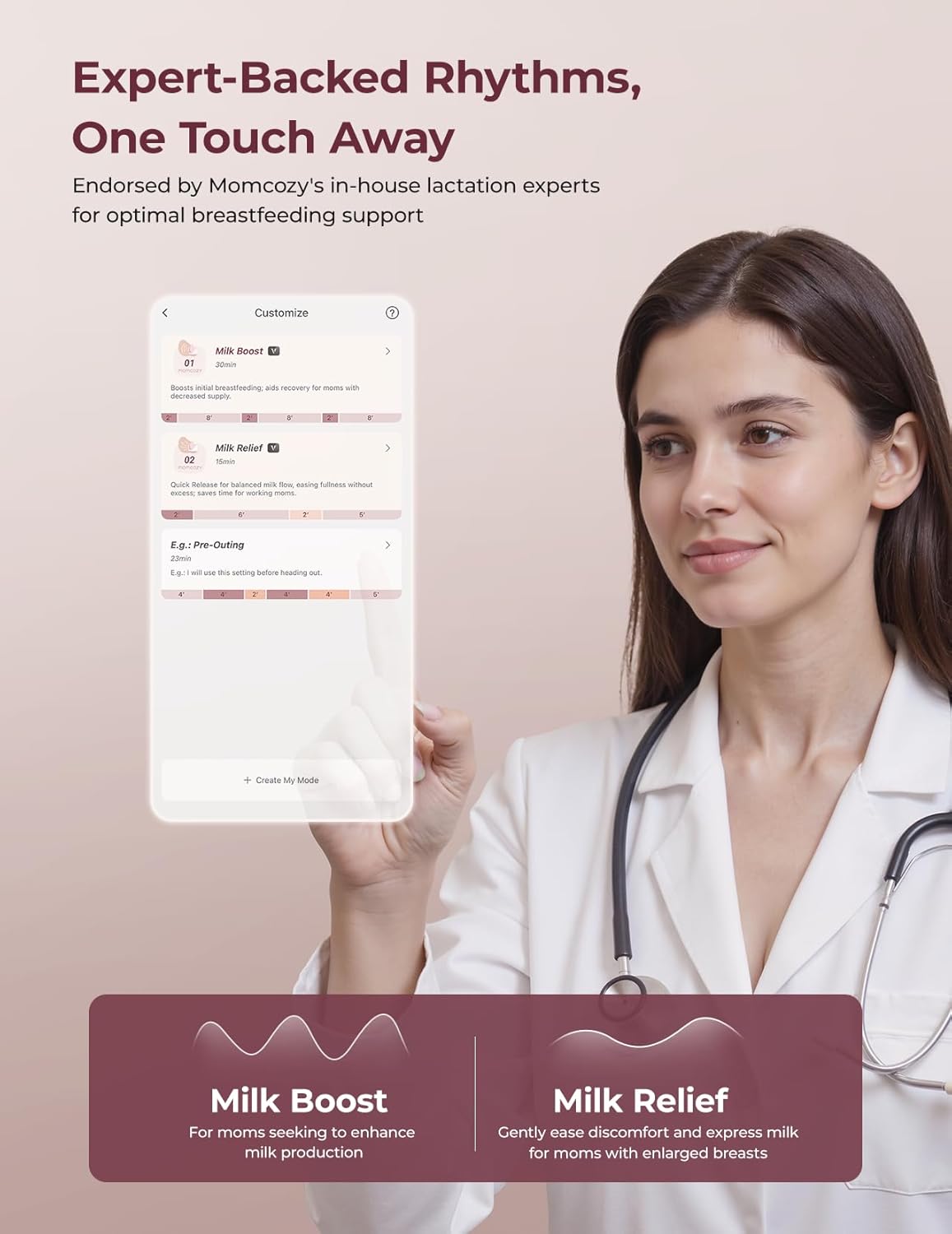 Breast Pump Hands Free Upgraded Mobile Flow | M9, App Discreet Control with Personalized Multi-Modes & 15 Levels, Wearable Breast Pump 24Mm (Cozy Red, 2 Count)