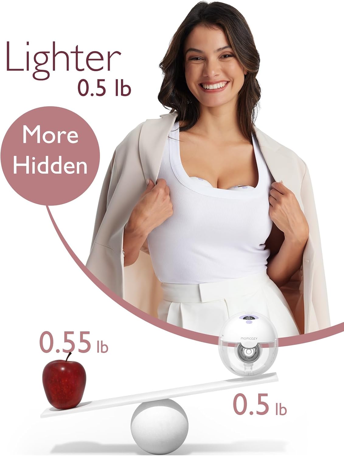 M5 Hands-Free Wearable Breast Pump, Double-Sealed Flange for Baby-Like Comfort, 3 Modes & 9 Suction Levels, Portable Electric Pump – 24Mm, 2-Pack, Gray