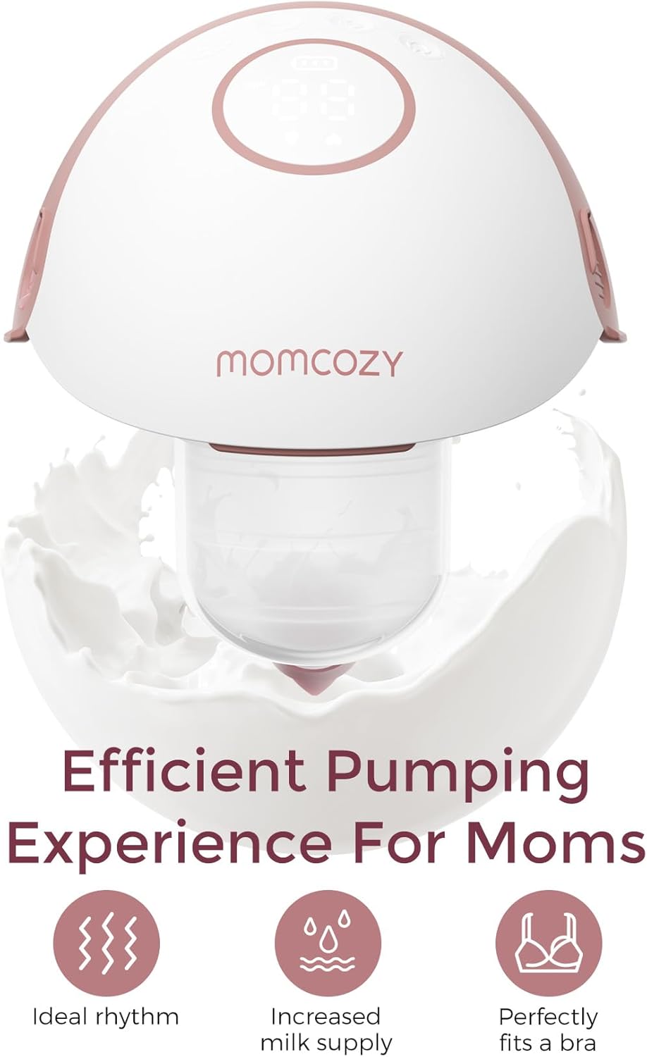Breast Pump Hands Free Mobile Style | M6, Wearable Breastfeeding Pump Ideal Rhythm for More Milk, Doublefit Flange More Fit & Discreet with 3 Modes & 9 Levels, 24Mm (Cozy Red, 2 Count)