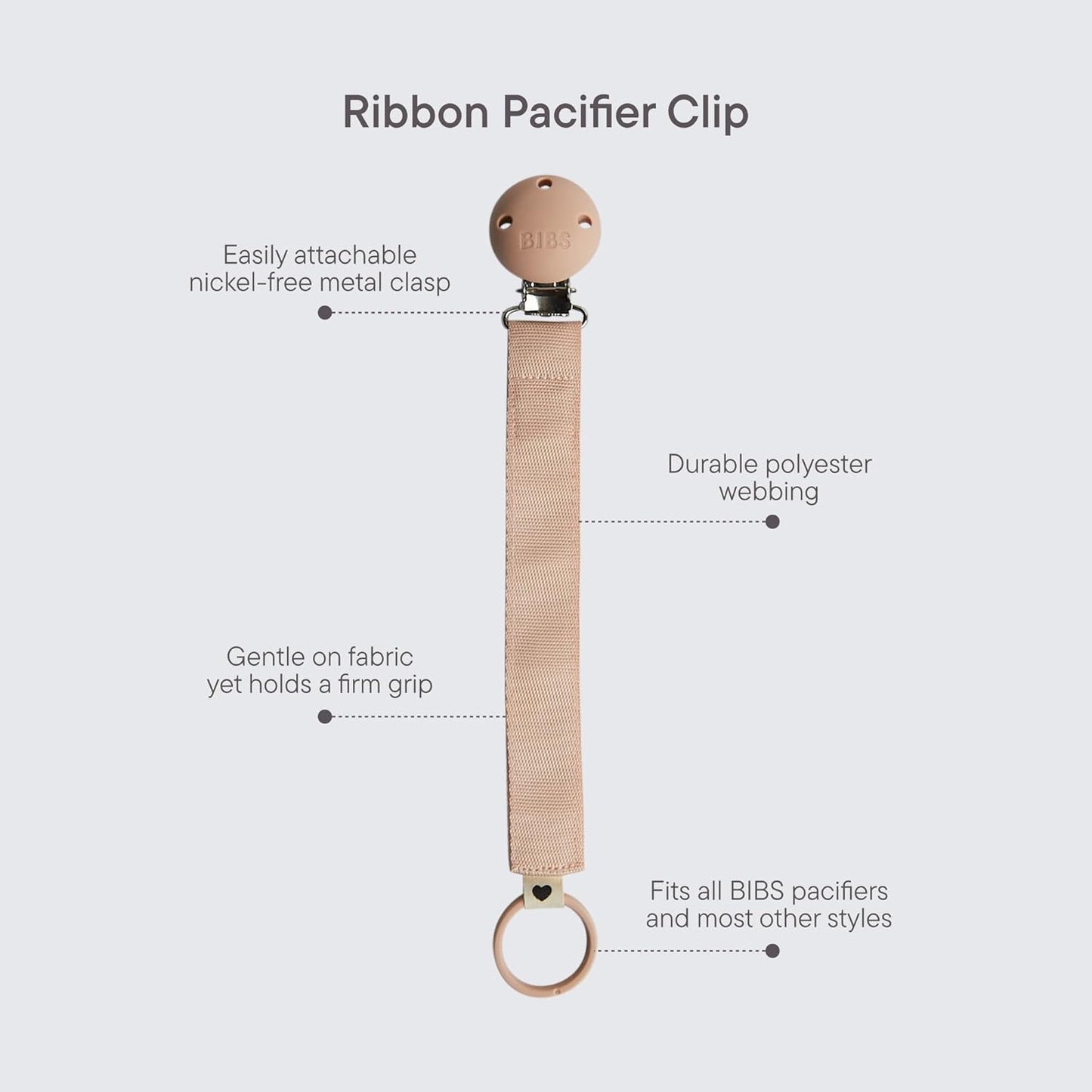 Dummy Clip Tape - Secure Your Baby'S Dummy with a Durable Polyester Ribbon and a Nickel-Free Metal Clip - Compatible with All Dummies