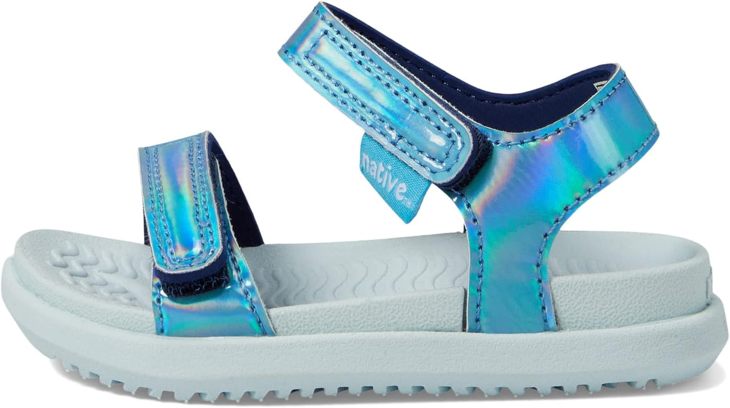 Kids Charley Sugarlite Hologram Flat Sandals for Little Kid - Hook-Loop Closure with EVA Footbed, and Open Toe Design