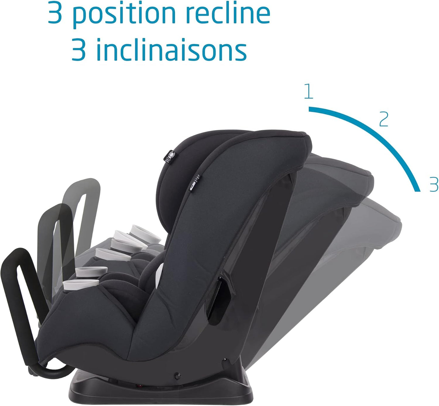 Pria All-In-One Car Seat, 3In1, Convertible from Infant to Toddler, Rear and Forward Facing, Booster Mode, Washable Seat Cover, Authentic Black