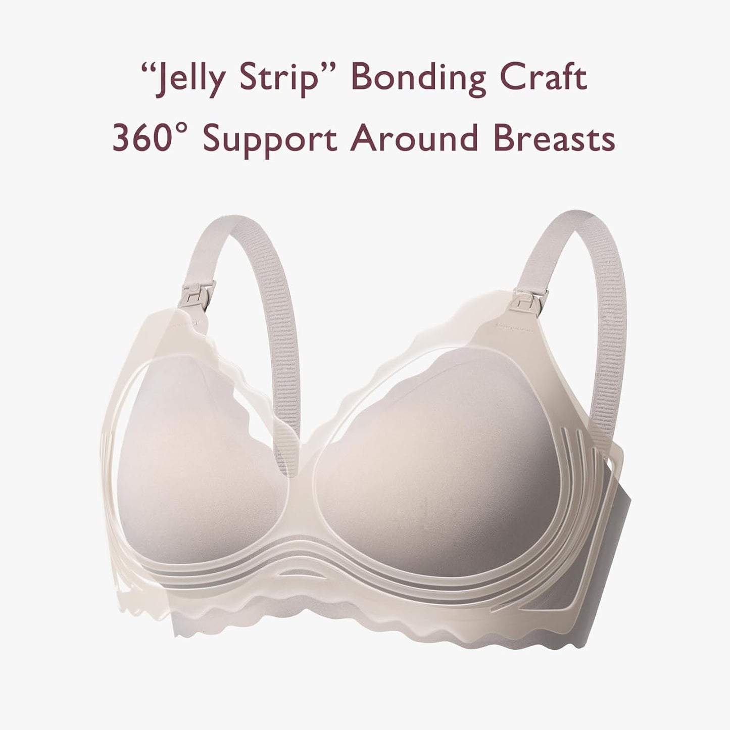 Nursing Bras for Breastfeeding, Jelly Strip Support Comfort Maternity Bra, Seamless Soft Wirefree Pregnancy Bra