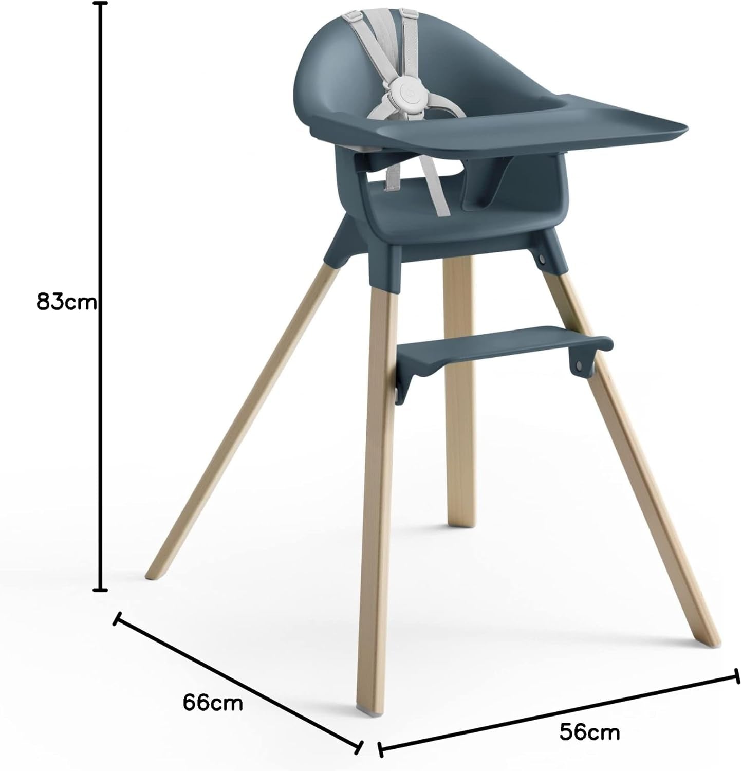 Clikk High Chair, Fjord Blue - All-In-One High Chair with Tray + Harness - Light, Durable & Travel Friendly - Ergonomic with Adjustable Features - Best for 6-36 Months or up to 33 Lbs