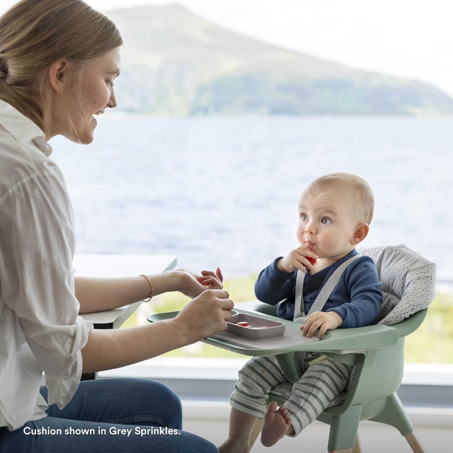 Clikk Cushion, Glacier Green - Compatible with Clikk High Chair - Provides Support for Babies - Made with Organic Cotton - Best for Ages 6-36 Months