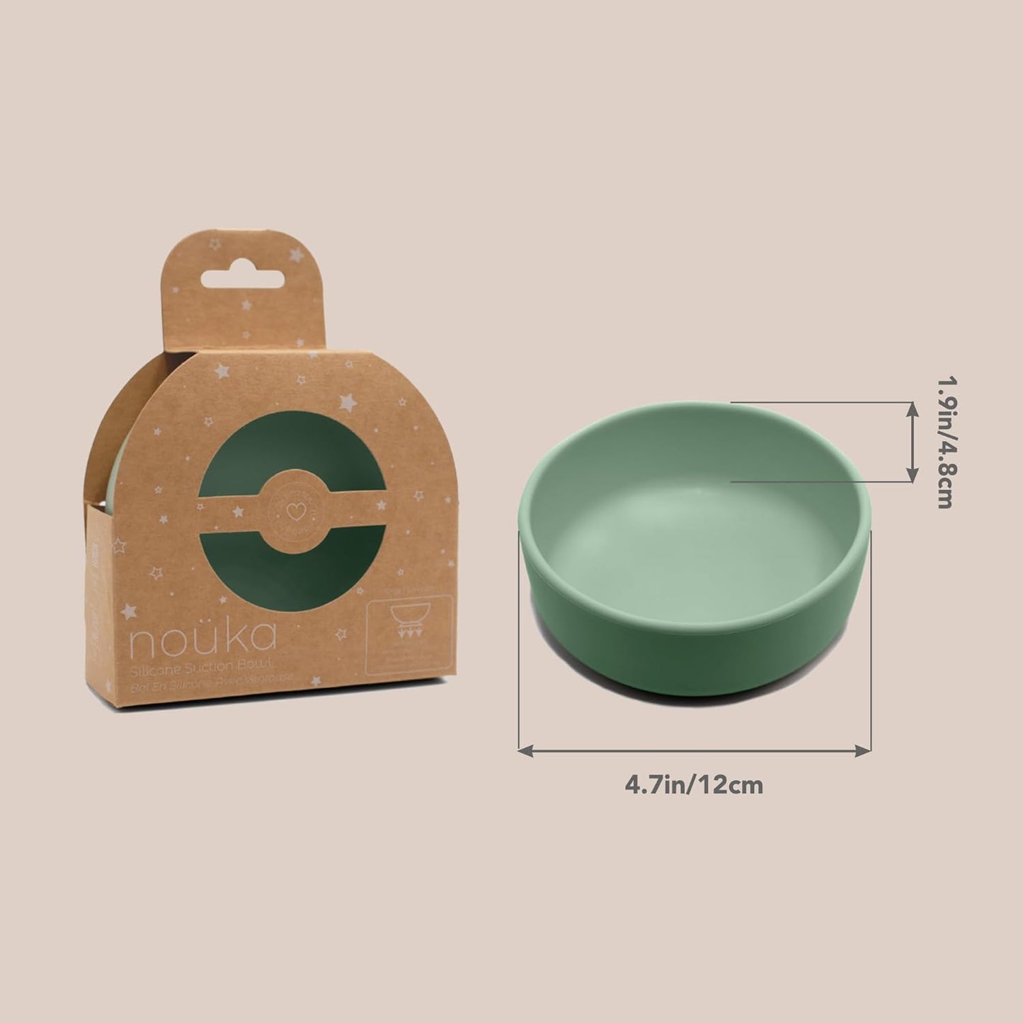 Nouka Suction Bowl | 100% Food-Grade Silicone | Comes with a Tab Lifts & Suction Base | Non-Slip & Soft | Dishwasher Friendly | Bloom | Size 320Ml