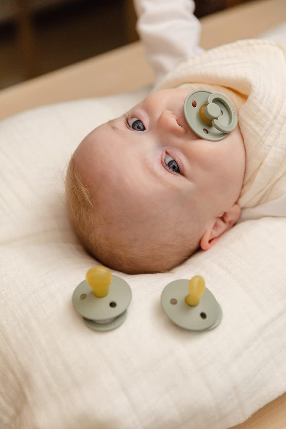 Baby Pacifiers | Bpa-Free Natural Rubber Pacifier | Made in Denmark | Set of 2 Soothers (Mustard/Ivory, 0-6 Months)