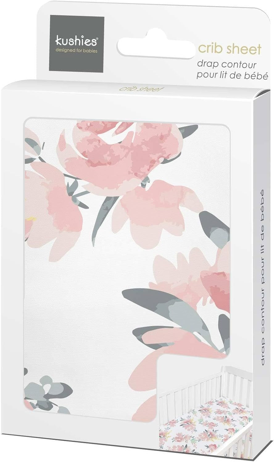 Baby 100% Breathable Cotton Percale Baby Crib Sheet, Fully Elasticized - Made in Canada 28" X 52" Multi Watercolour Flowers