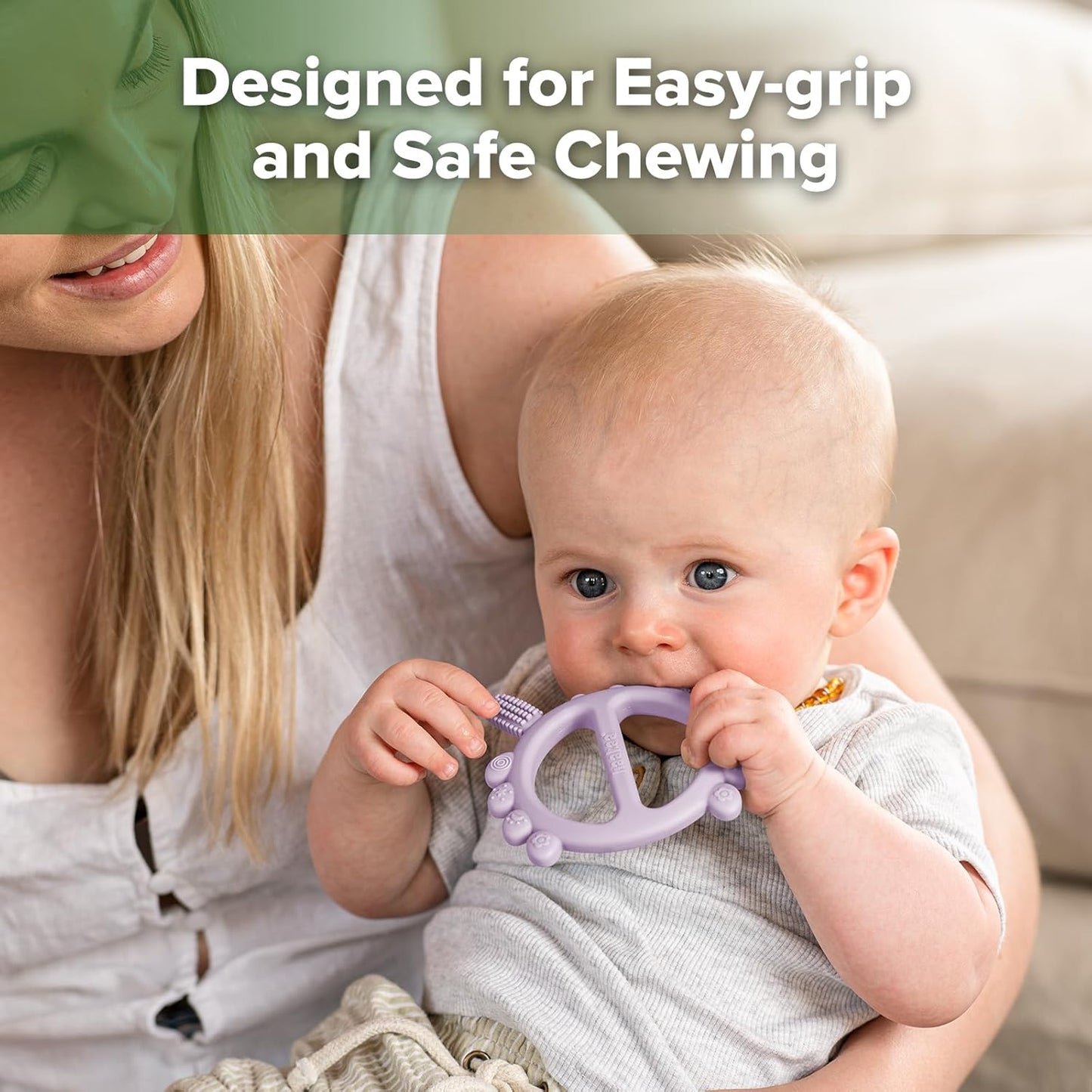 Silicone Crab Baby Teether,Baby Toys,360ยฐBaby Toothbrush Head for Infant Self-Brushing Training,Food-Grade Silicone,Lavender