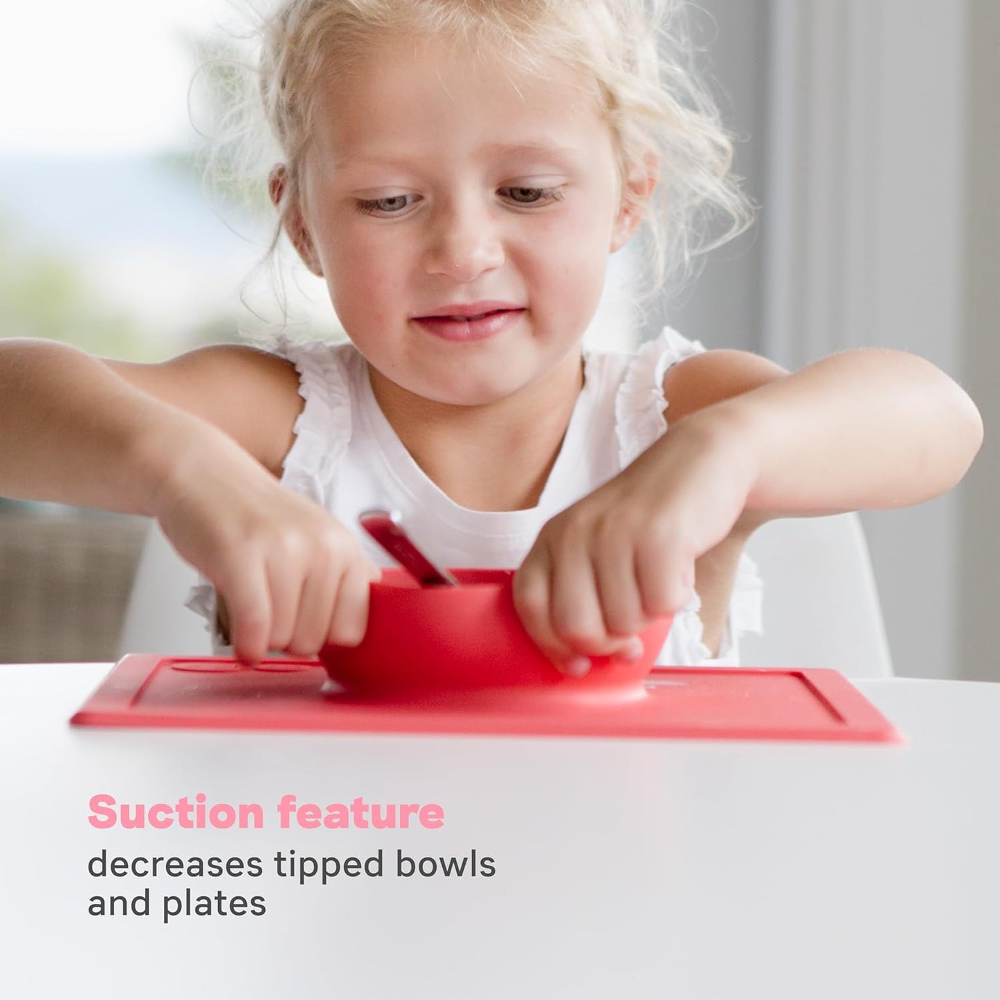 Happy Bowl (Pewter) - 100% Silicone Suction Bowl with Built-In Placemat for Toddlers + Preschoolers - Dishwasher Safe