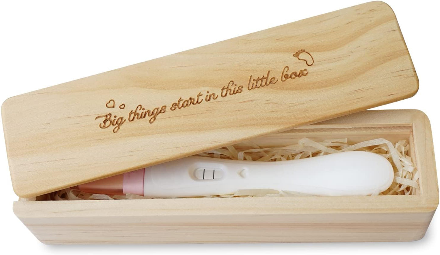 Pregnancy Test Keepsake Box, Pregnancy Announcement for Dad, Baby Announcements Ideas Wooden Baby Keepsake Box
