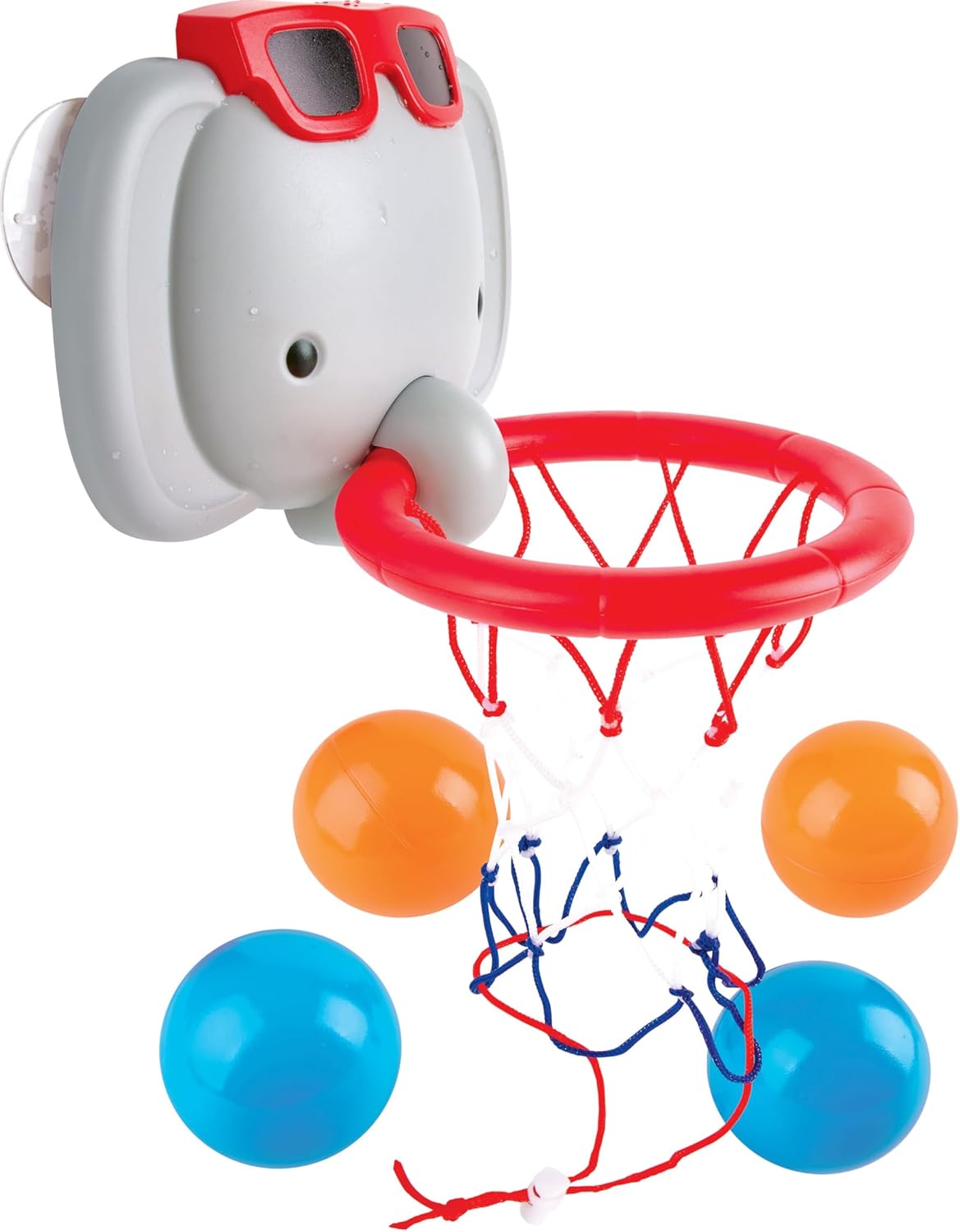 Bath Time Basketball Elephant Pal | Bathtub Shooting Game, 1 Hoop with Suction Cups and 4 Balls, for Children 18 Months+