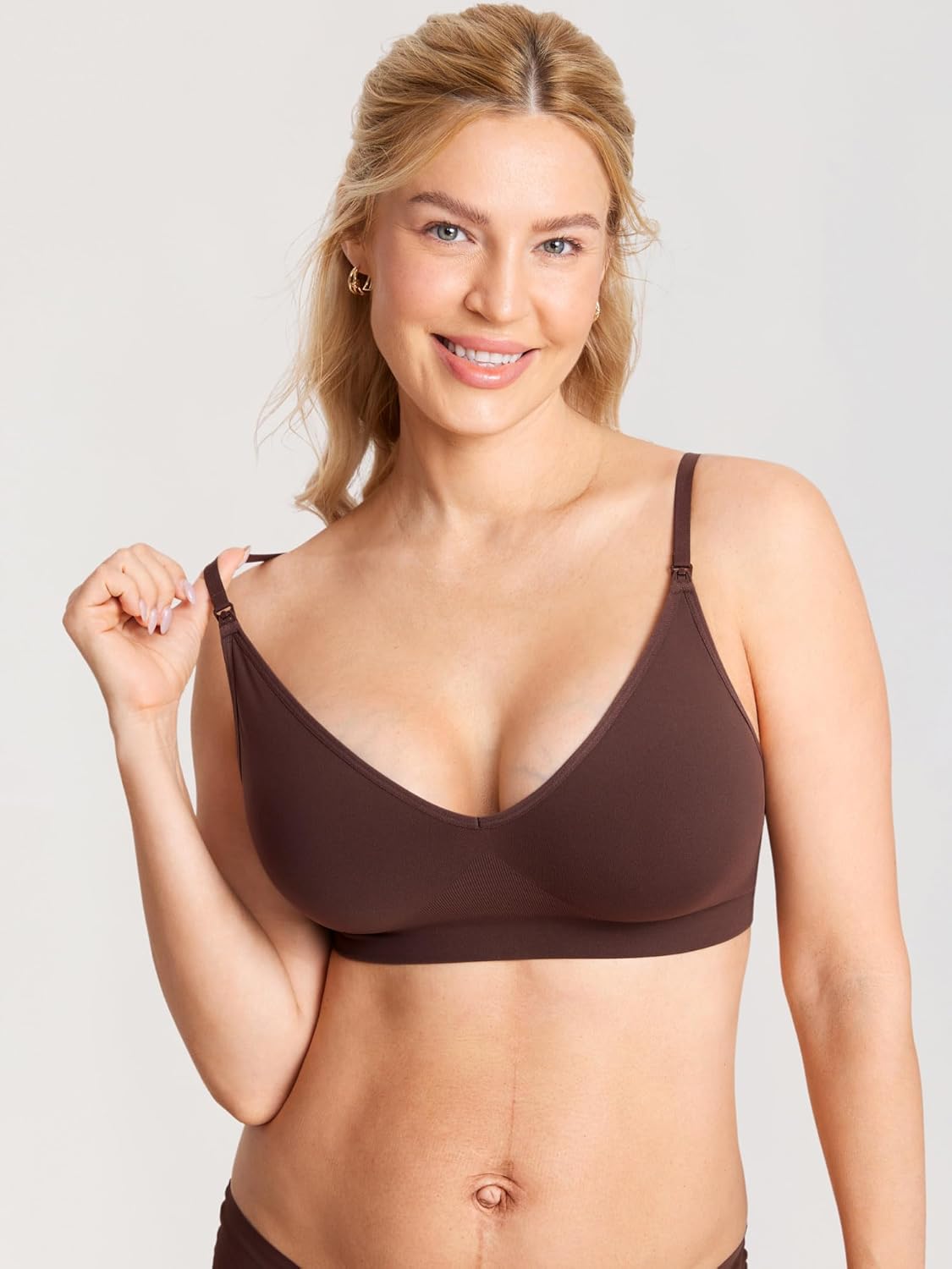 Seamless Nursing Bras Wireless Bralette V Neck Comfortable Sleep Maternity Bra for Breastfeeding