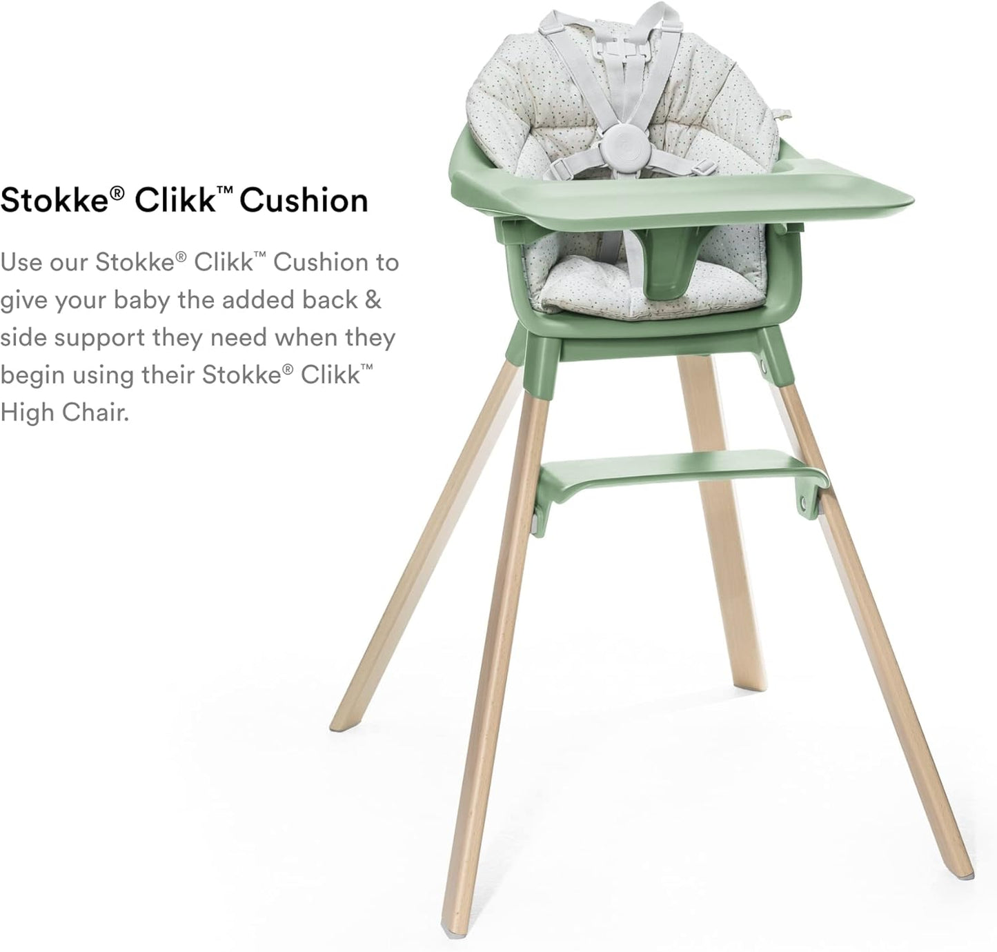 Clikk Cushion, Grey Sprinkles - Compatible with Clikk High Chair - Provides Support for Babies - Made with Organic Cotton - Reversible & Machine Washable - Best for Ages 6-36 Months